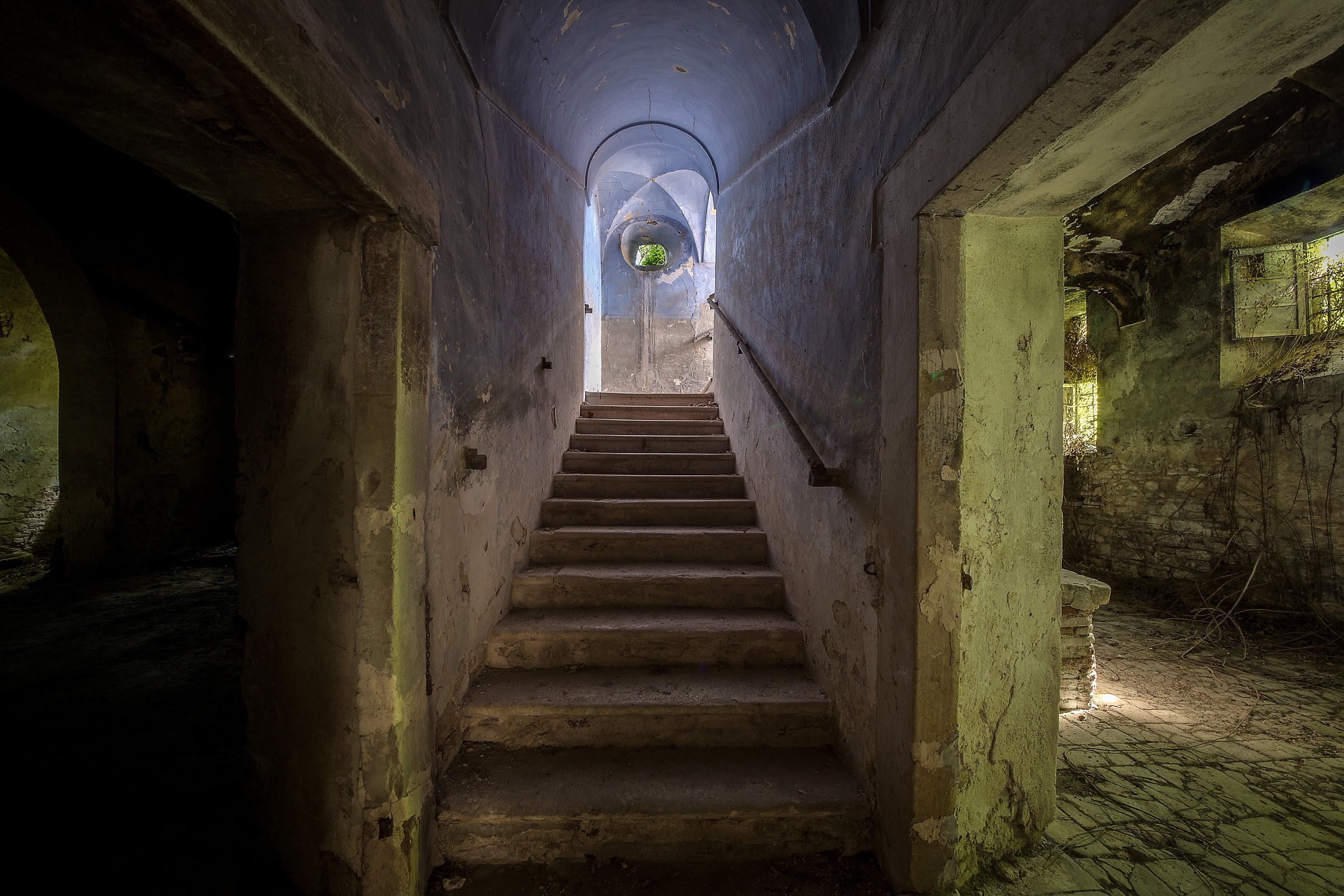 staircase in the abandoned convent