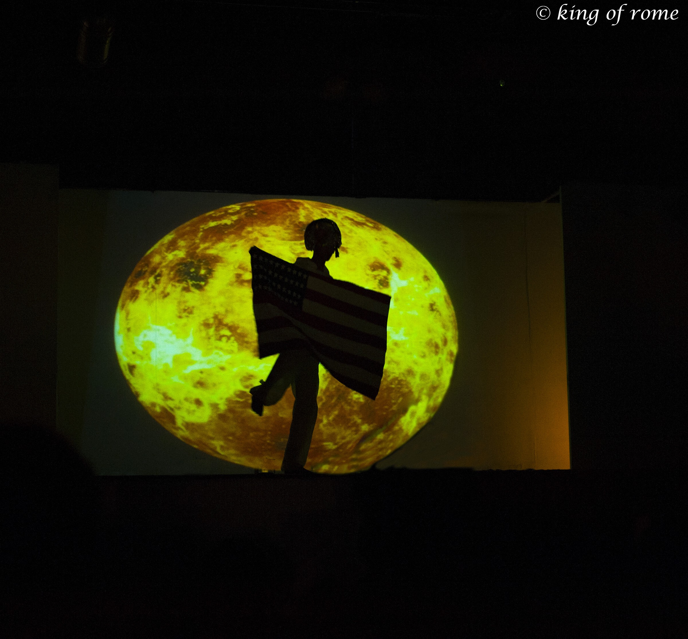 man walking in the moon