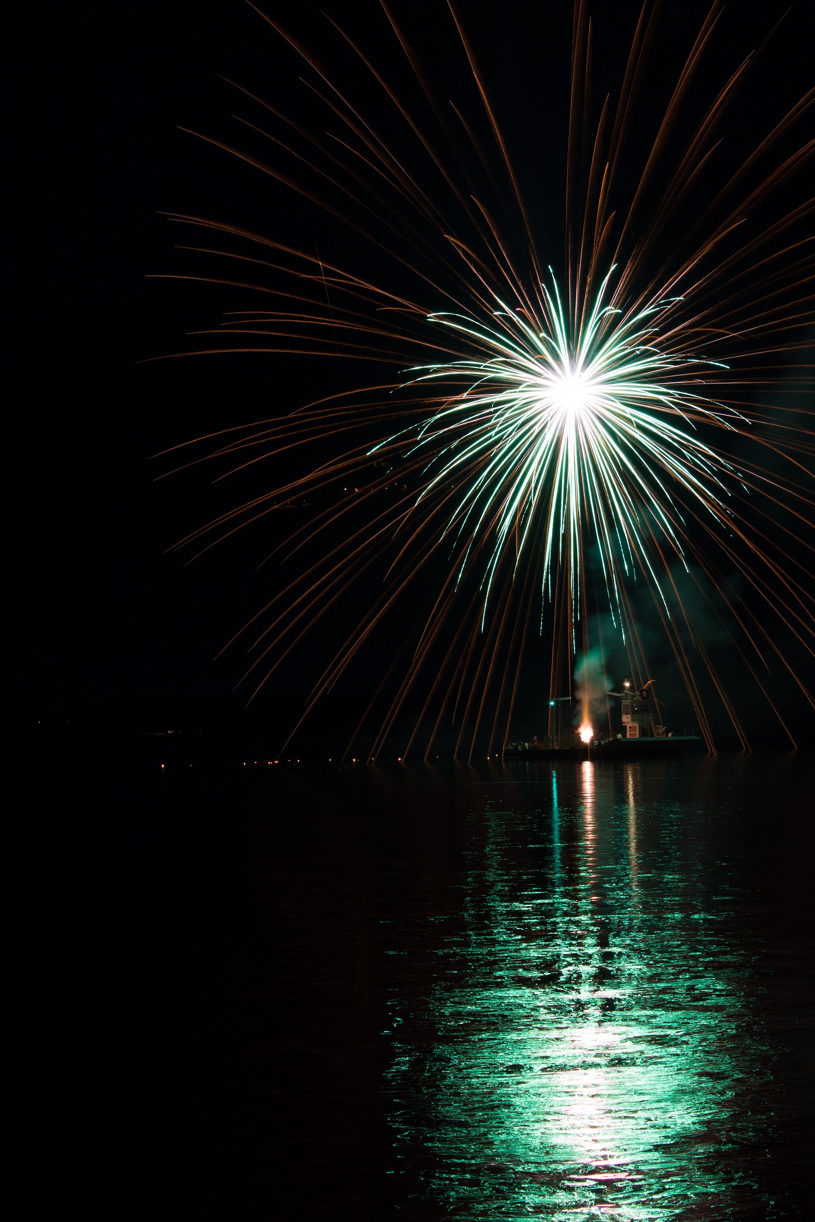 fuochi d'artificio sul lago