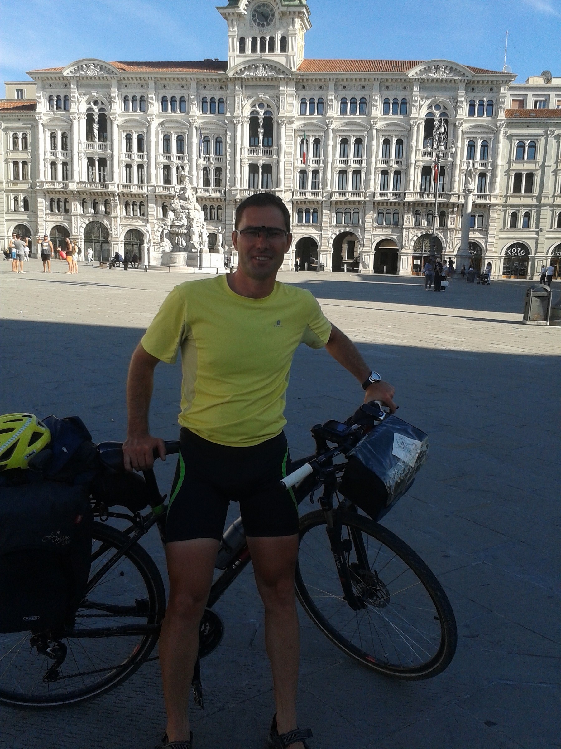 riccardo at the end of the 12 days of travel. trieste