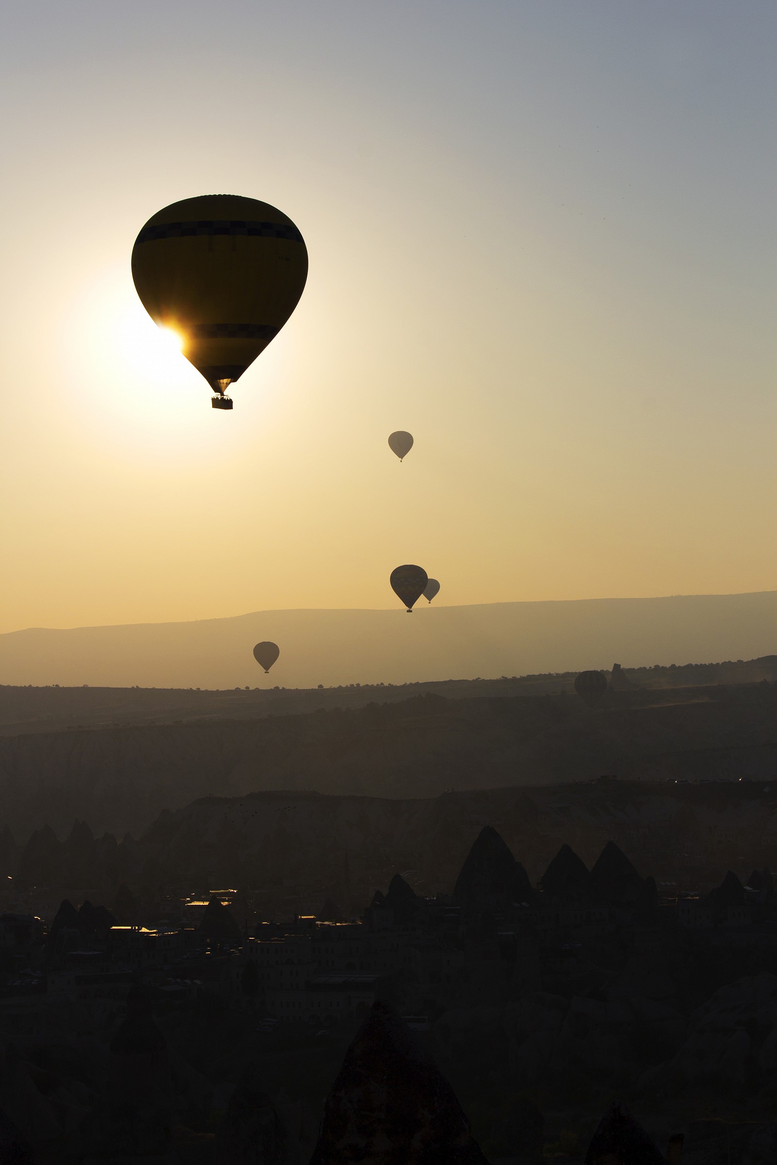 Hot air balloons at dawn