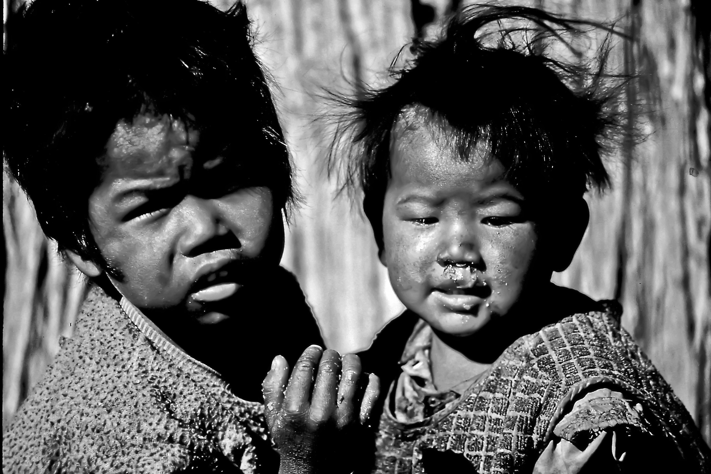 children black and white