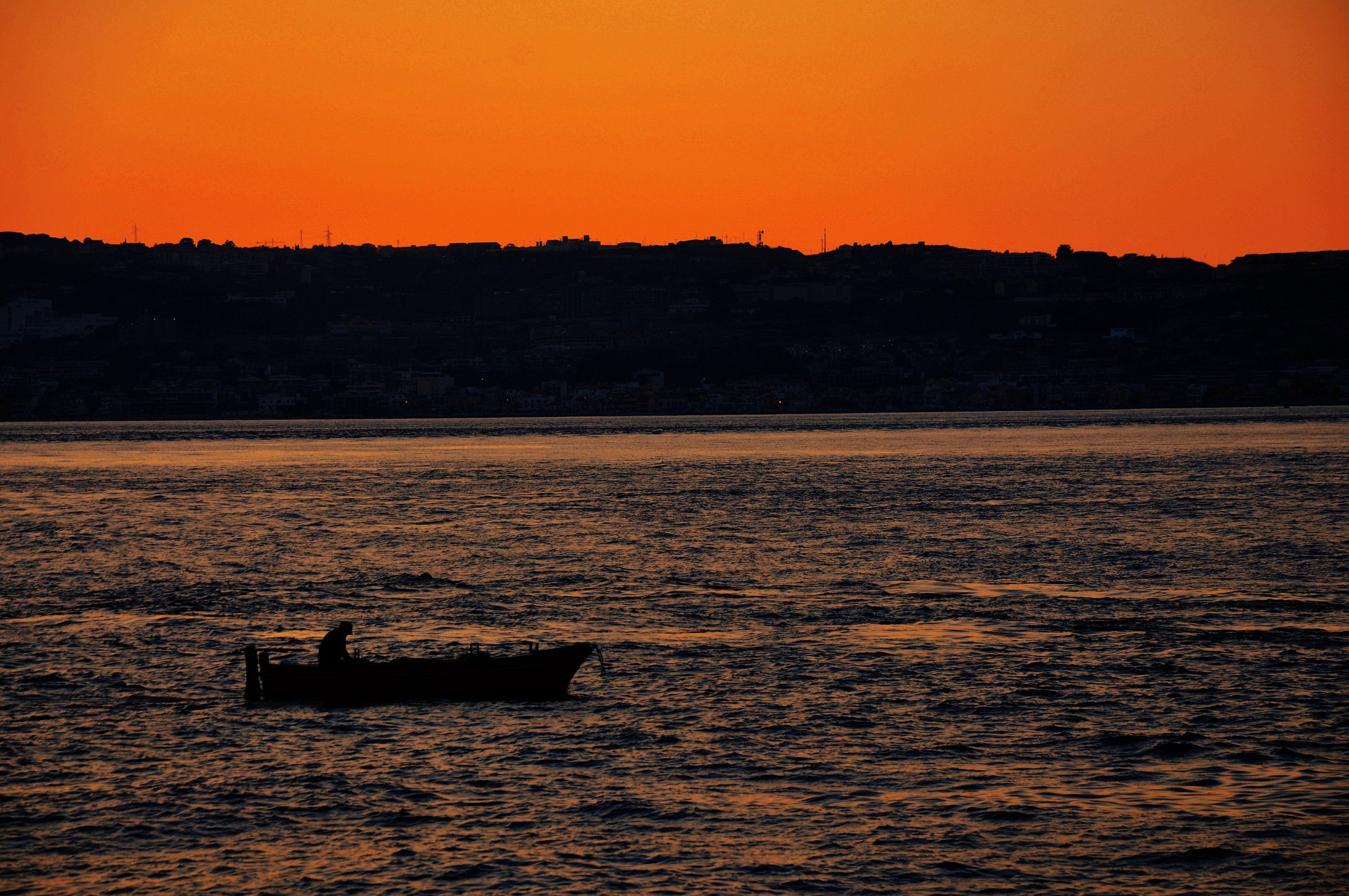 Sunset over the Strait of Messina;