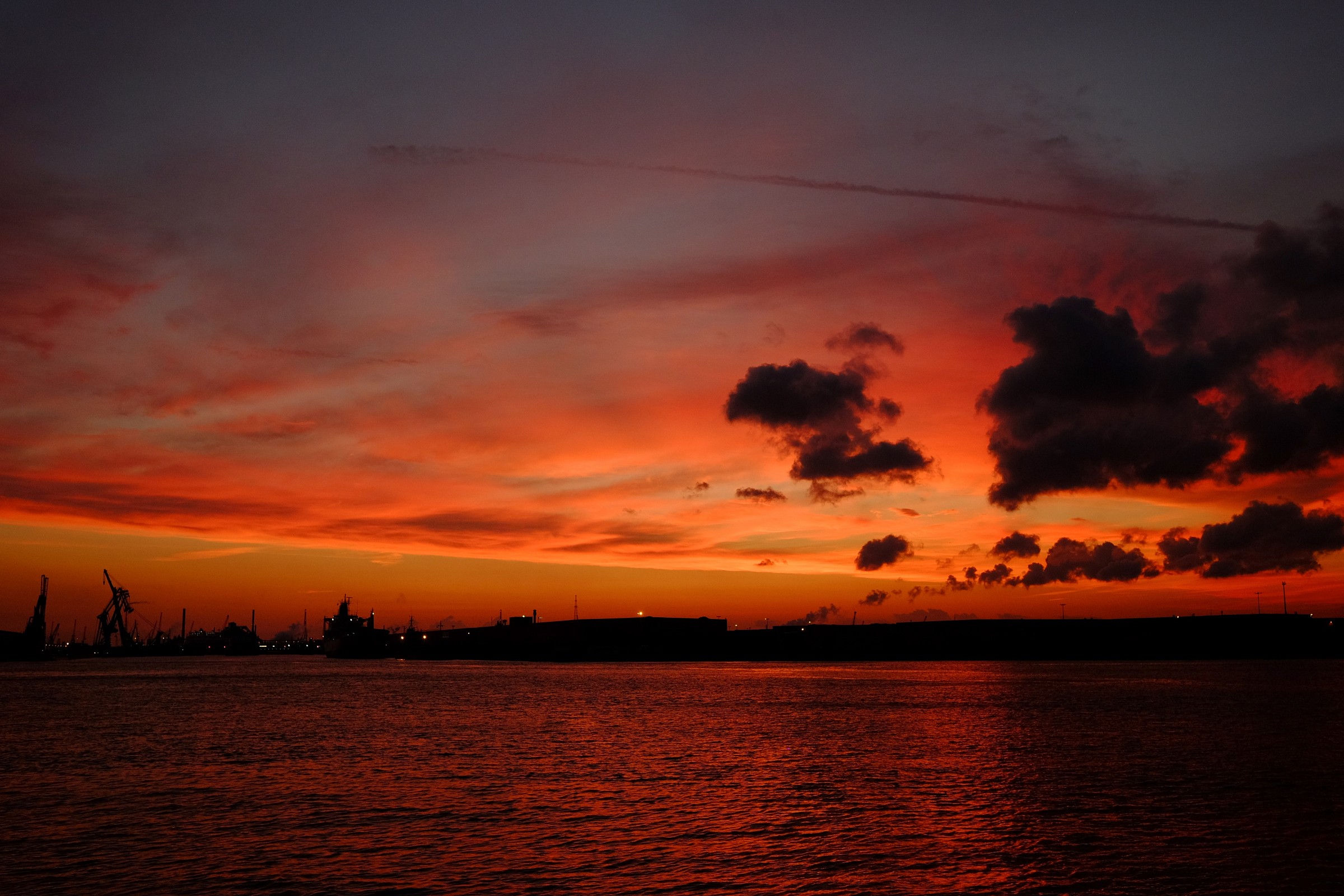 Sunset, port of Antwerp