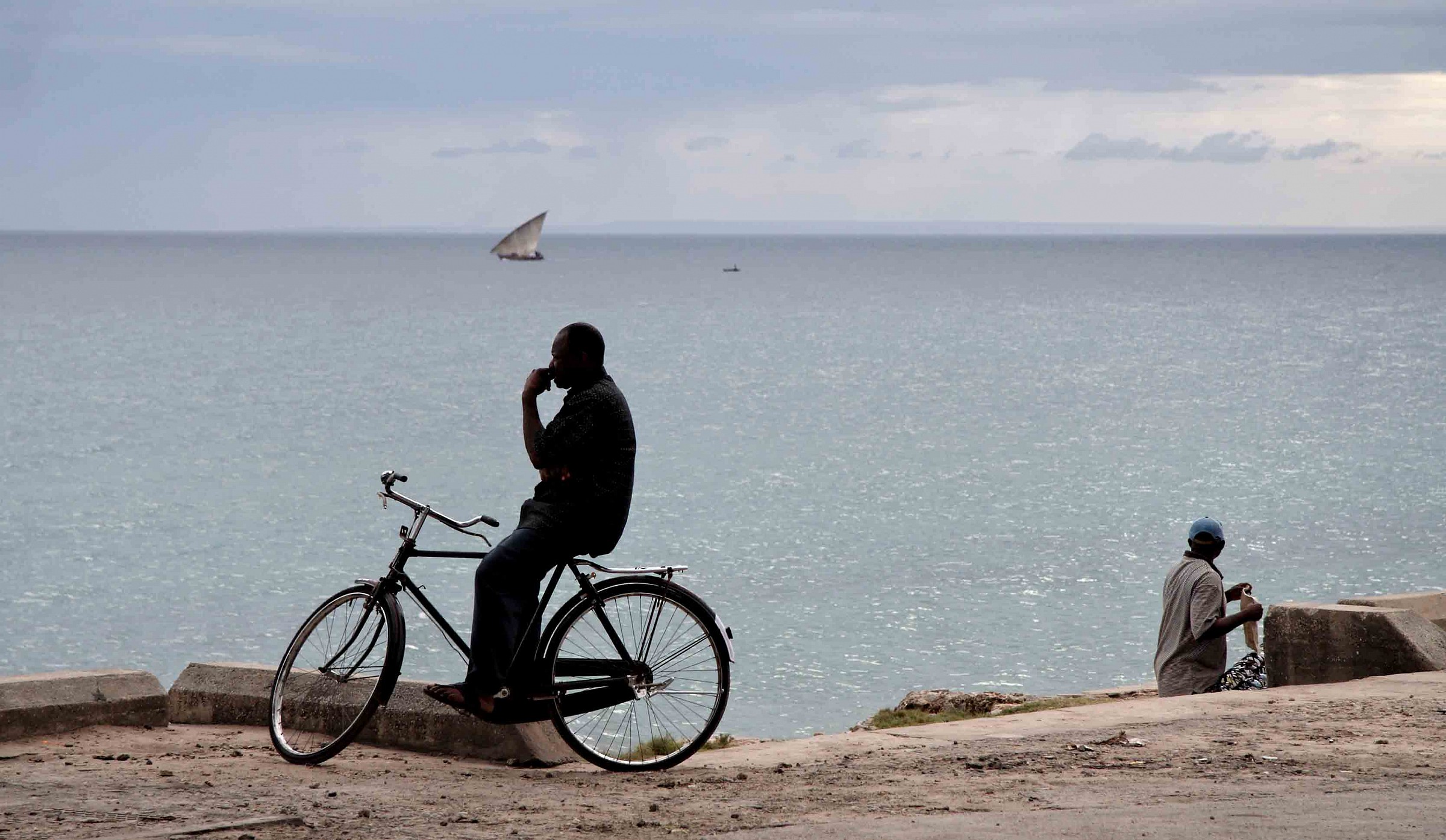 Biker on the seaside