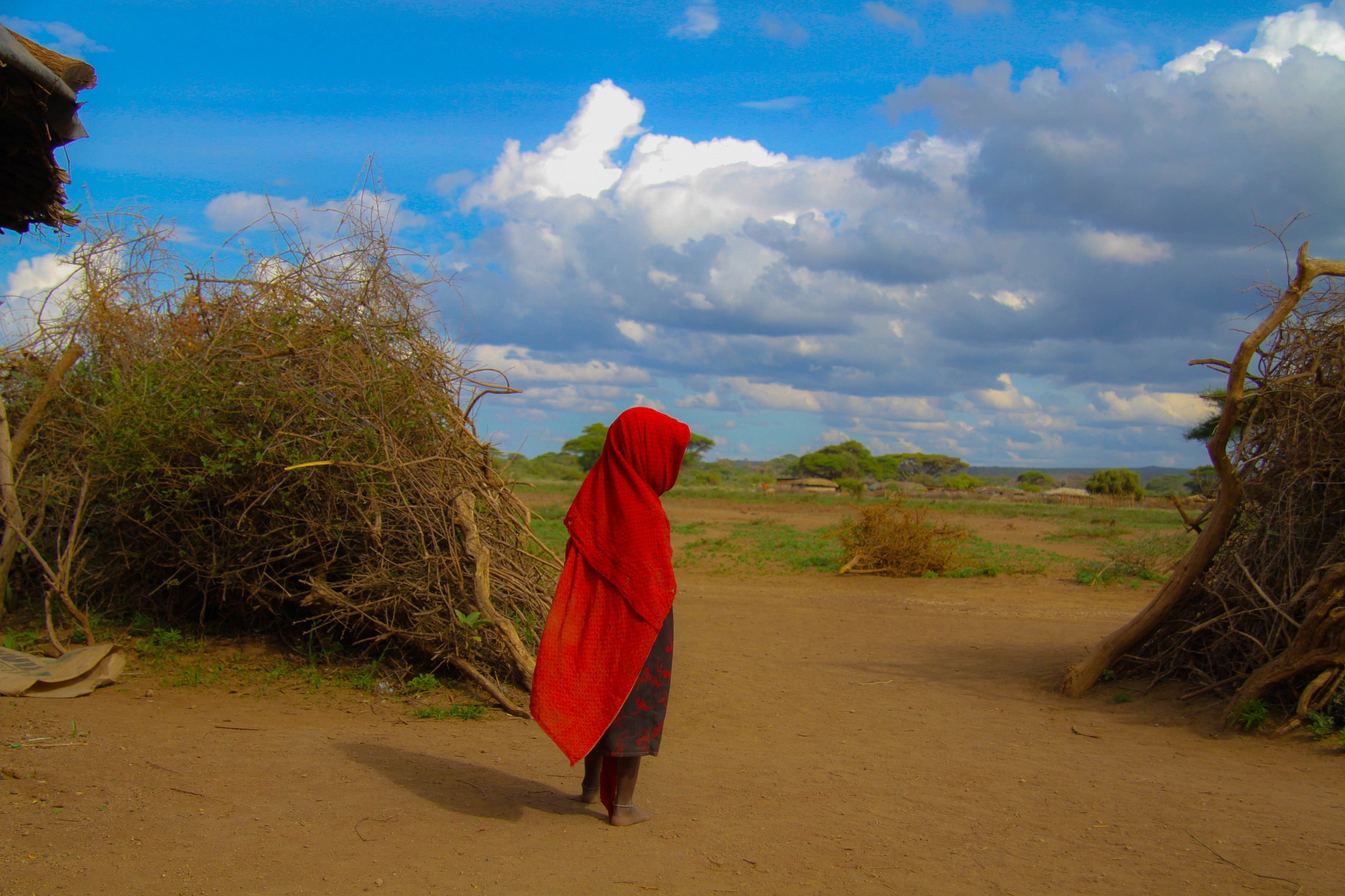 Bimba dal velo rosso