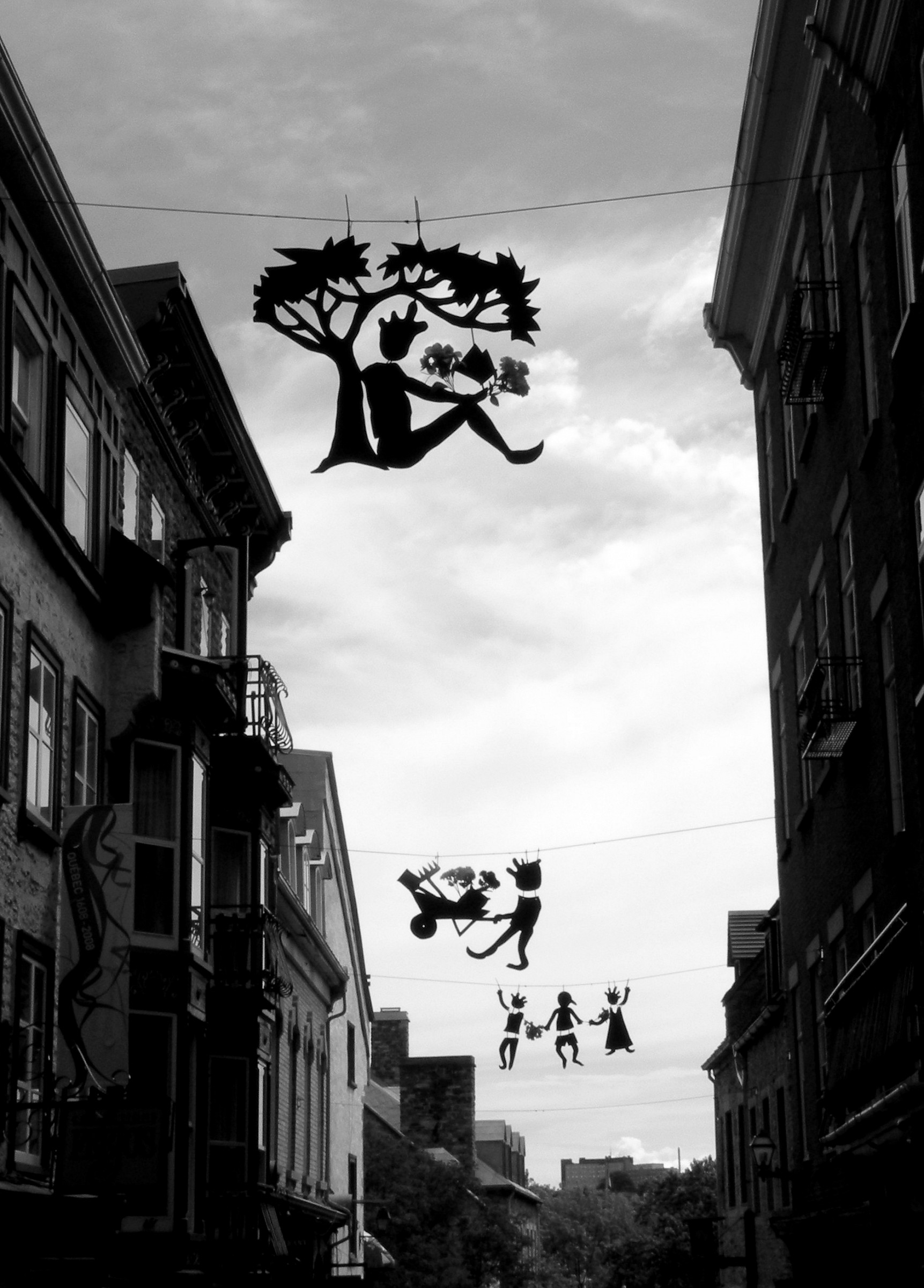 Decorations on a street in Quebec City