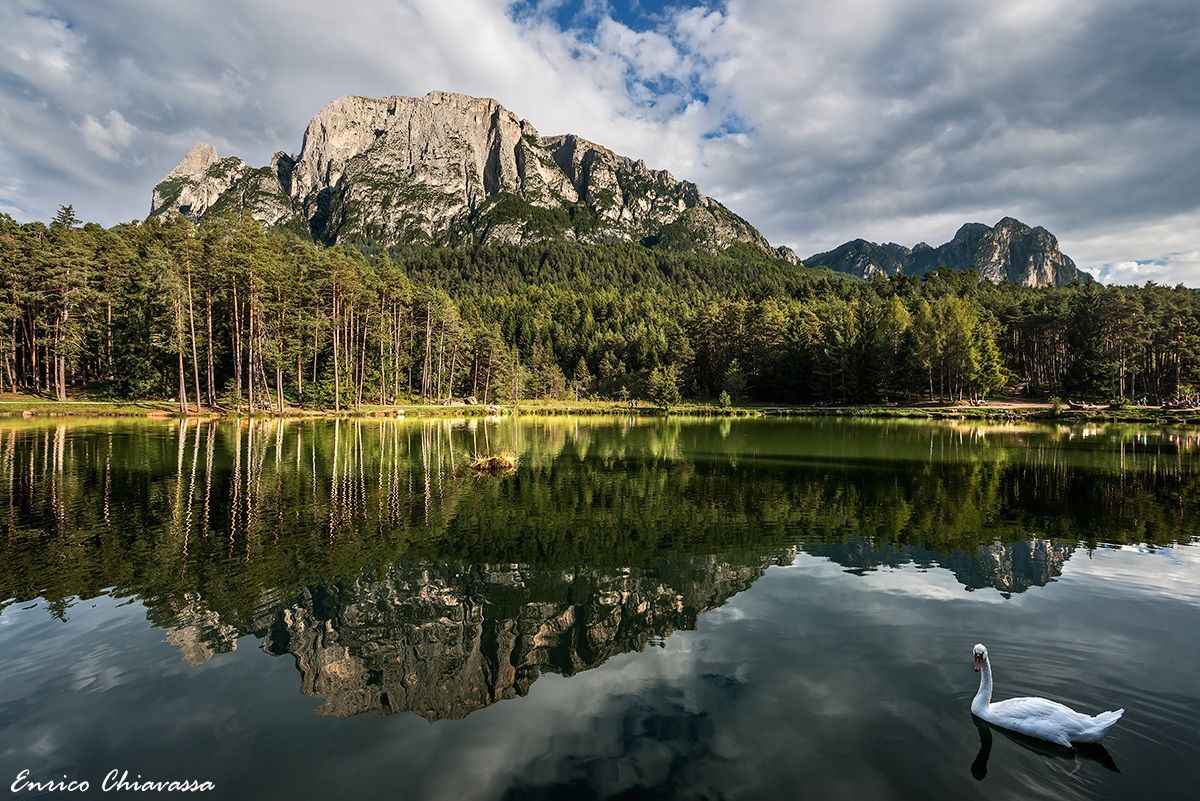 Ponds with Mount Sciliar Fie