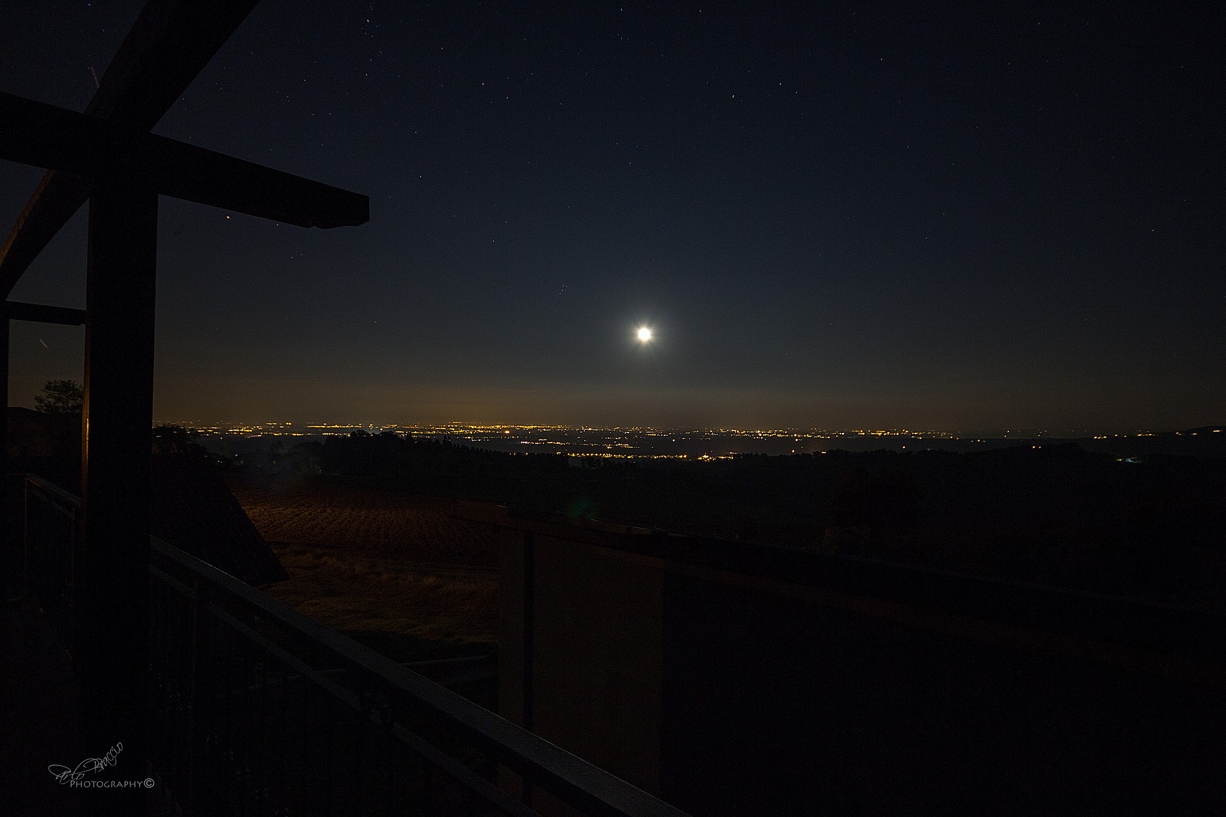 Piacenza night view from the hills