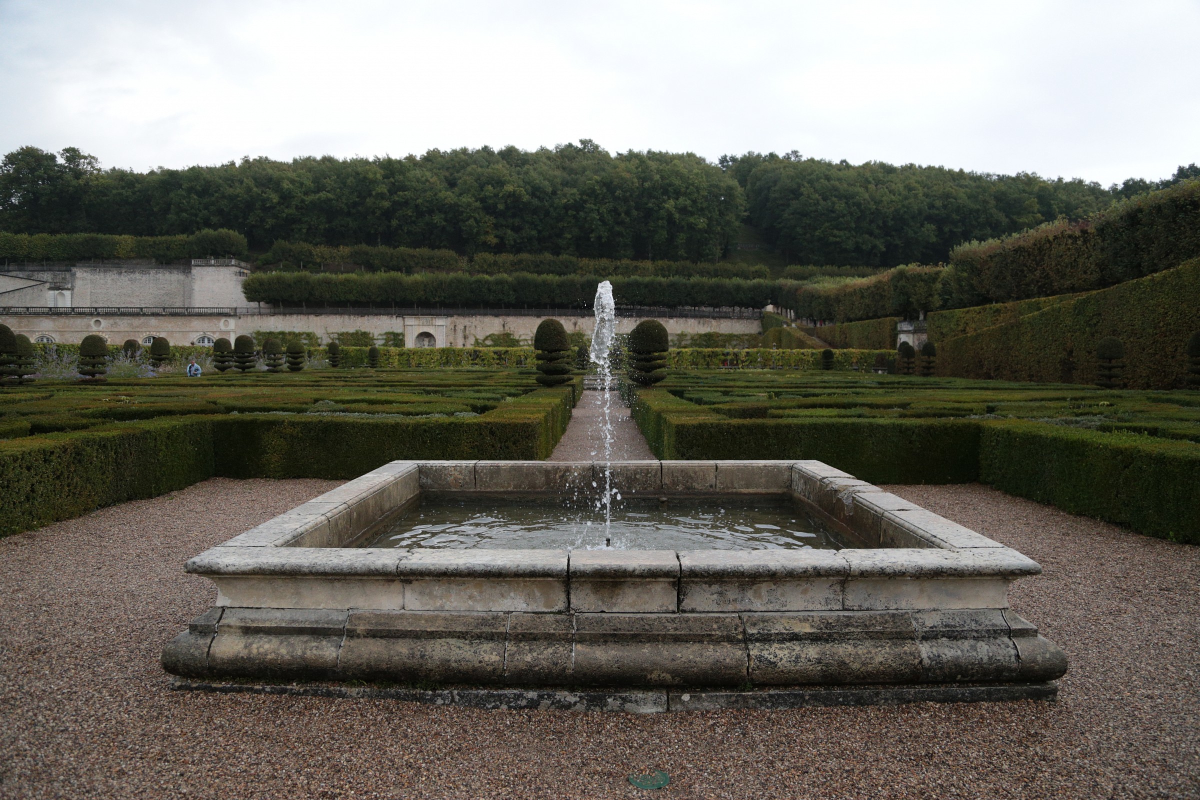 fountain in the rain