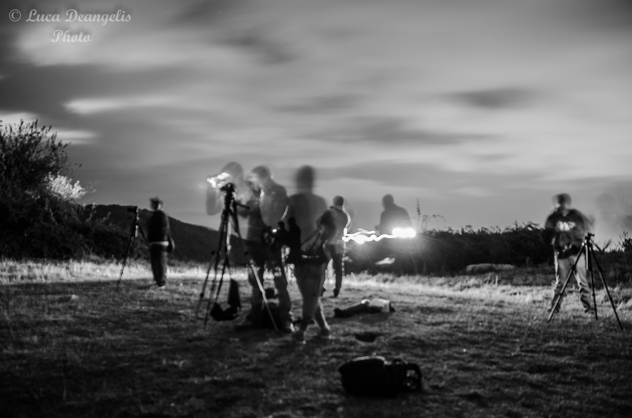 Photographers at night