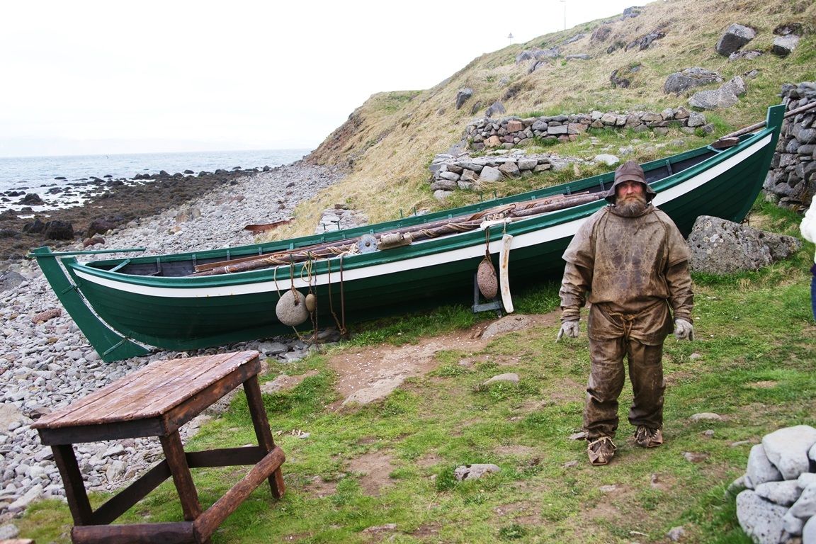 Icelandic fishermen in traditional costume