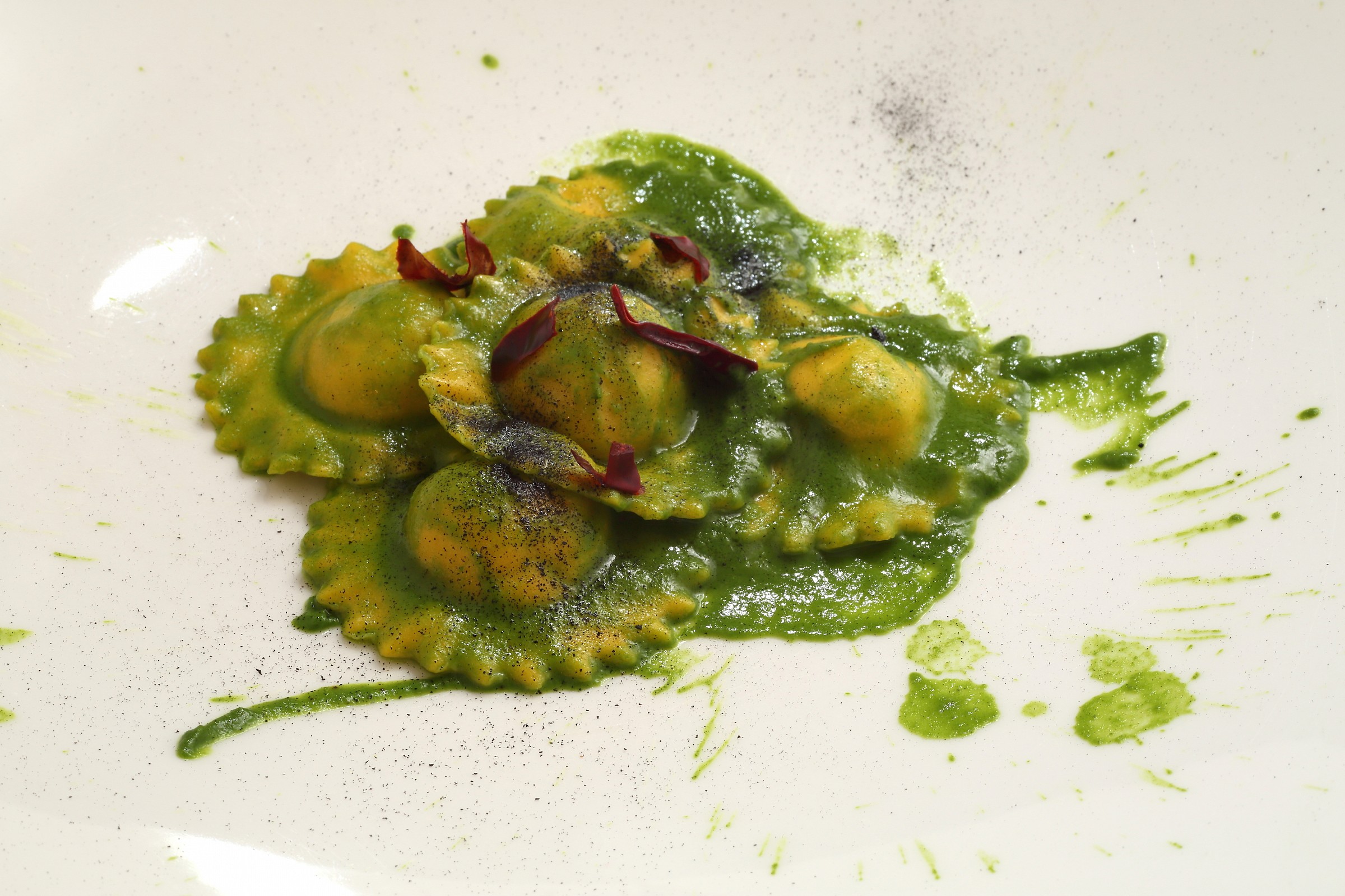 Burgundy Buttons potato, turnip greens