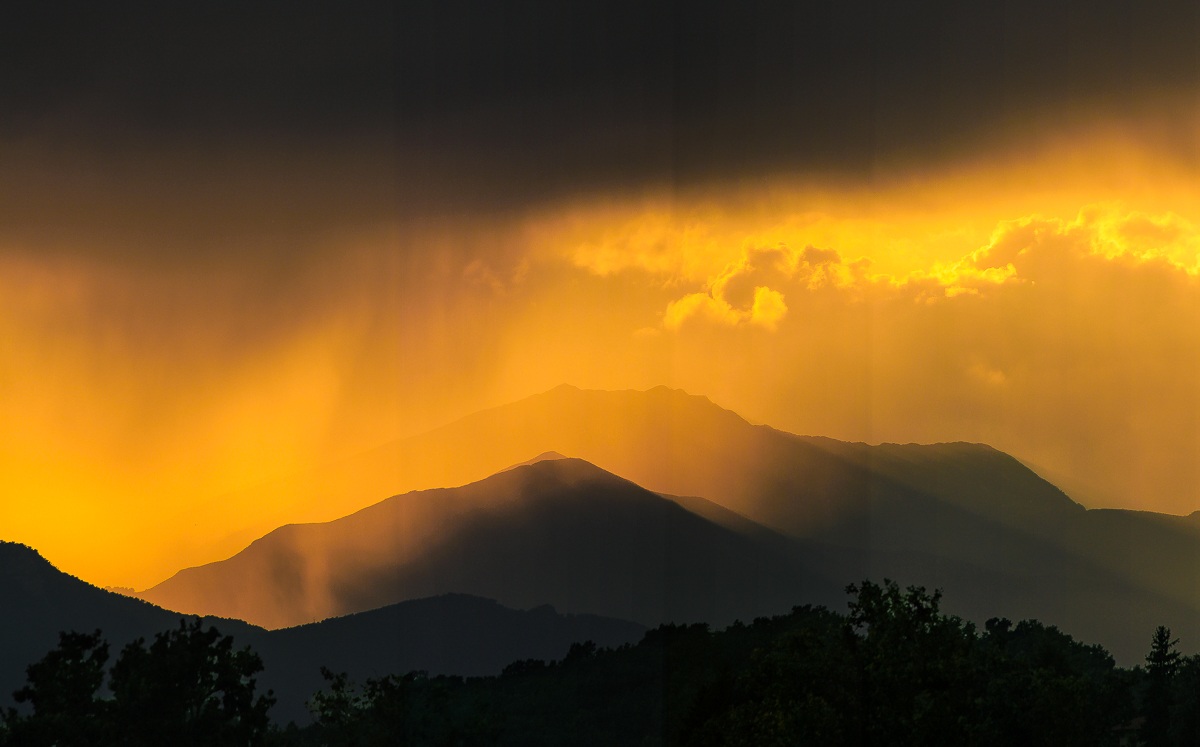 Thunderstorm at sunset on the pre-Alps Varese ...