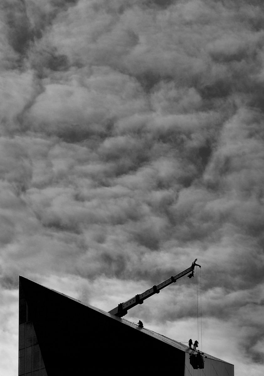 Working on the top of a skycraper