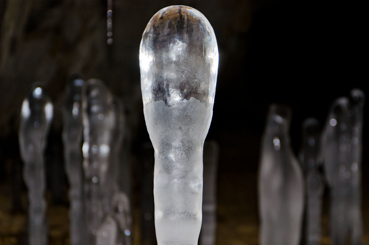 Ice stalagmites in the valley of shrimp (SLO)