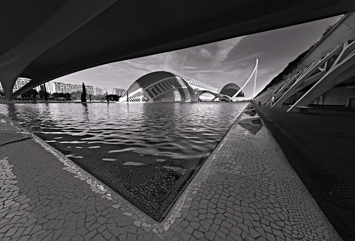City of Arts and Sciences b & w.