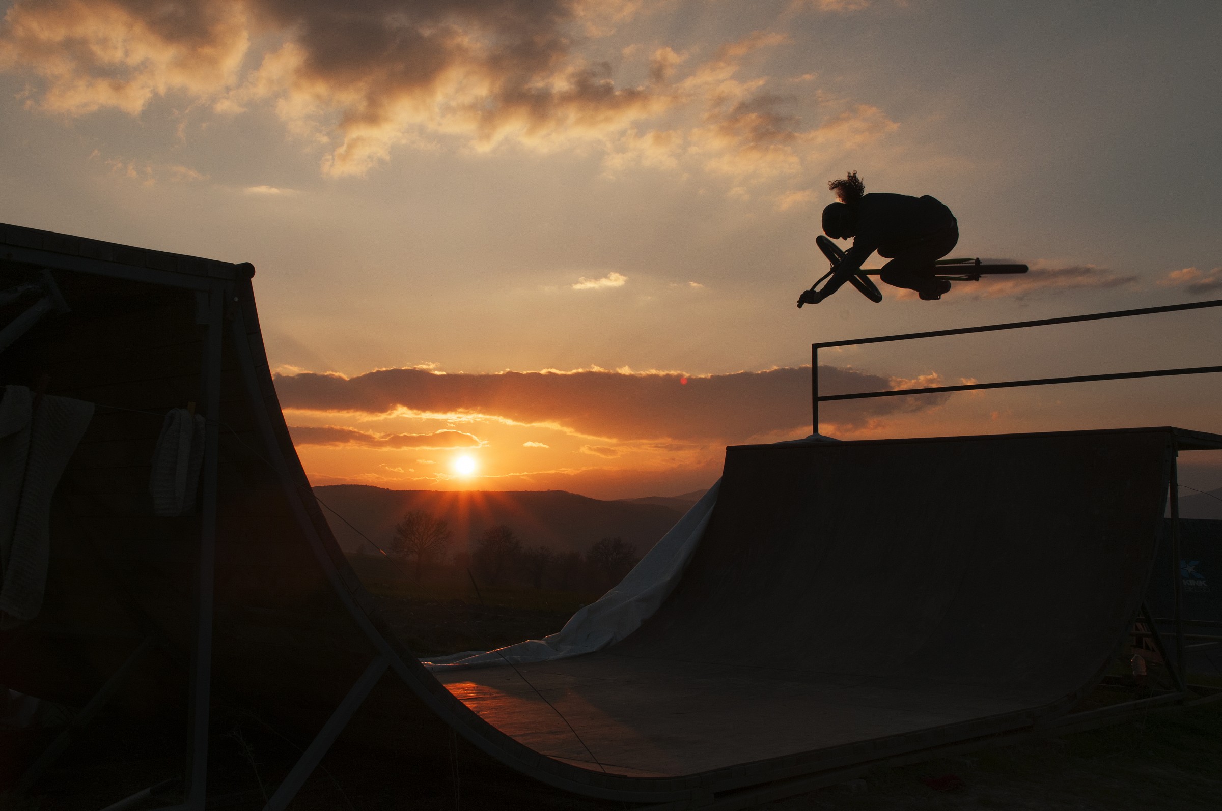 silhouette tabletop at sunset in my bike park