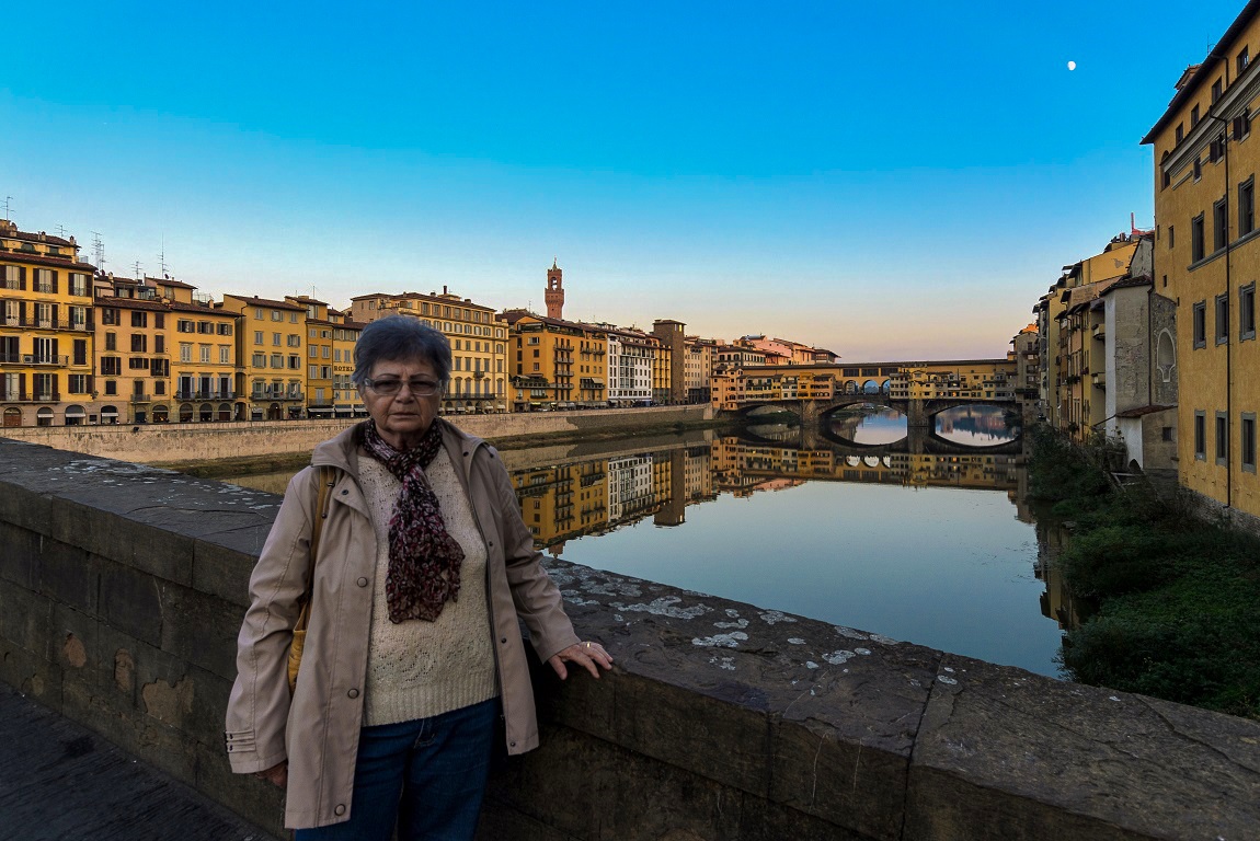 my mom on the Ponte Santa Trinita, Florence