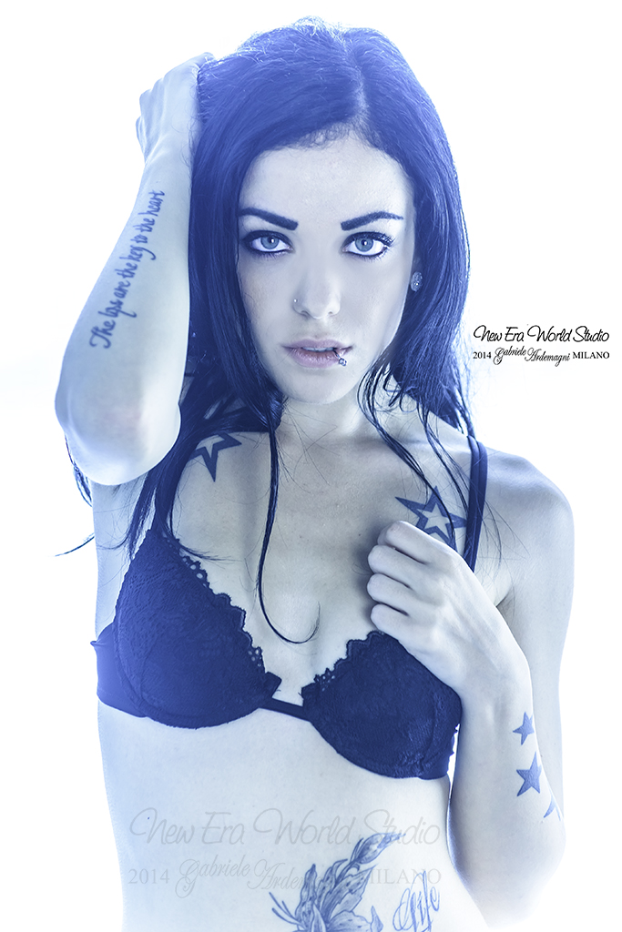 Violet in studio at the Light Wall