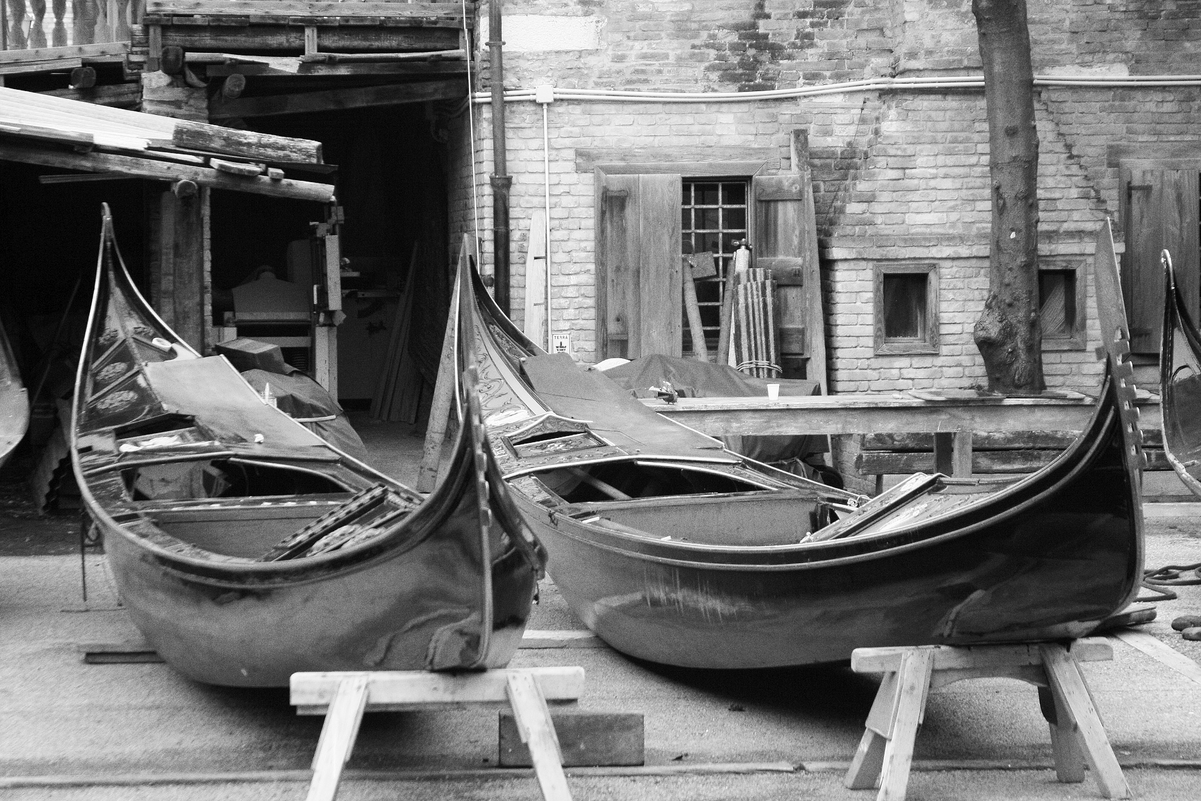 Gondolas at the boatyard