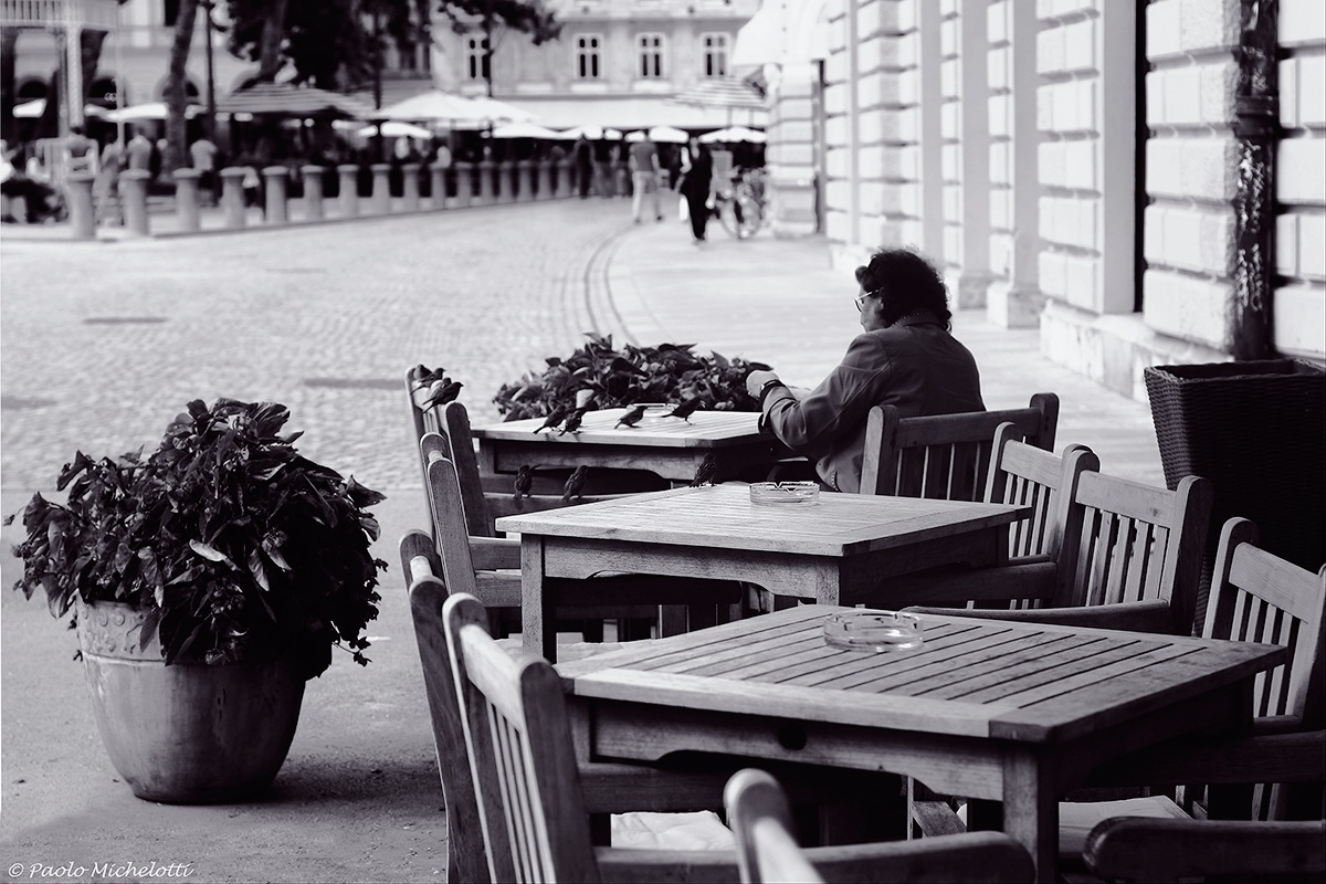 Woman and little birds