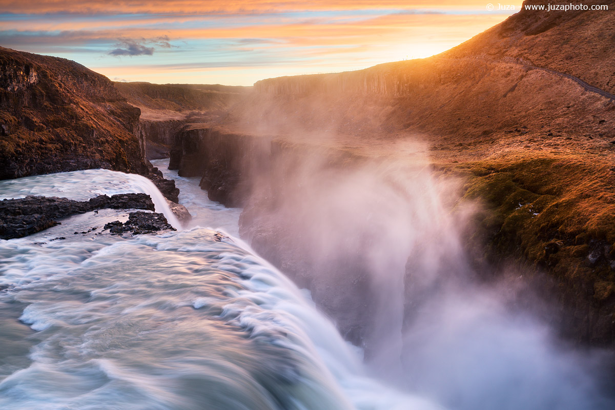 Gullfoss at sunset
