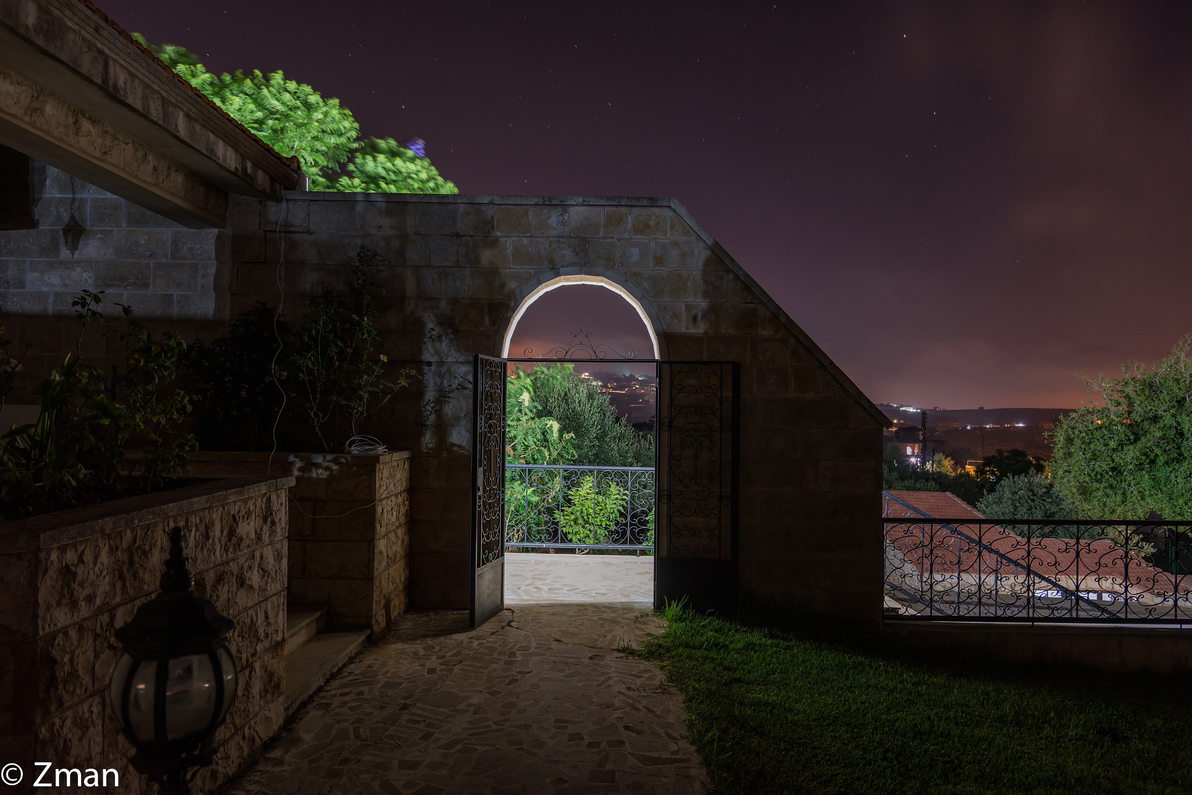 Detailed Arch from Our Villa at night
