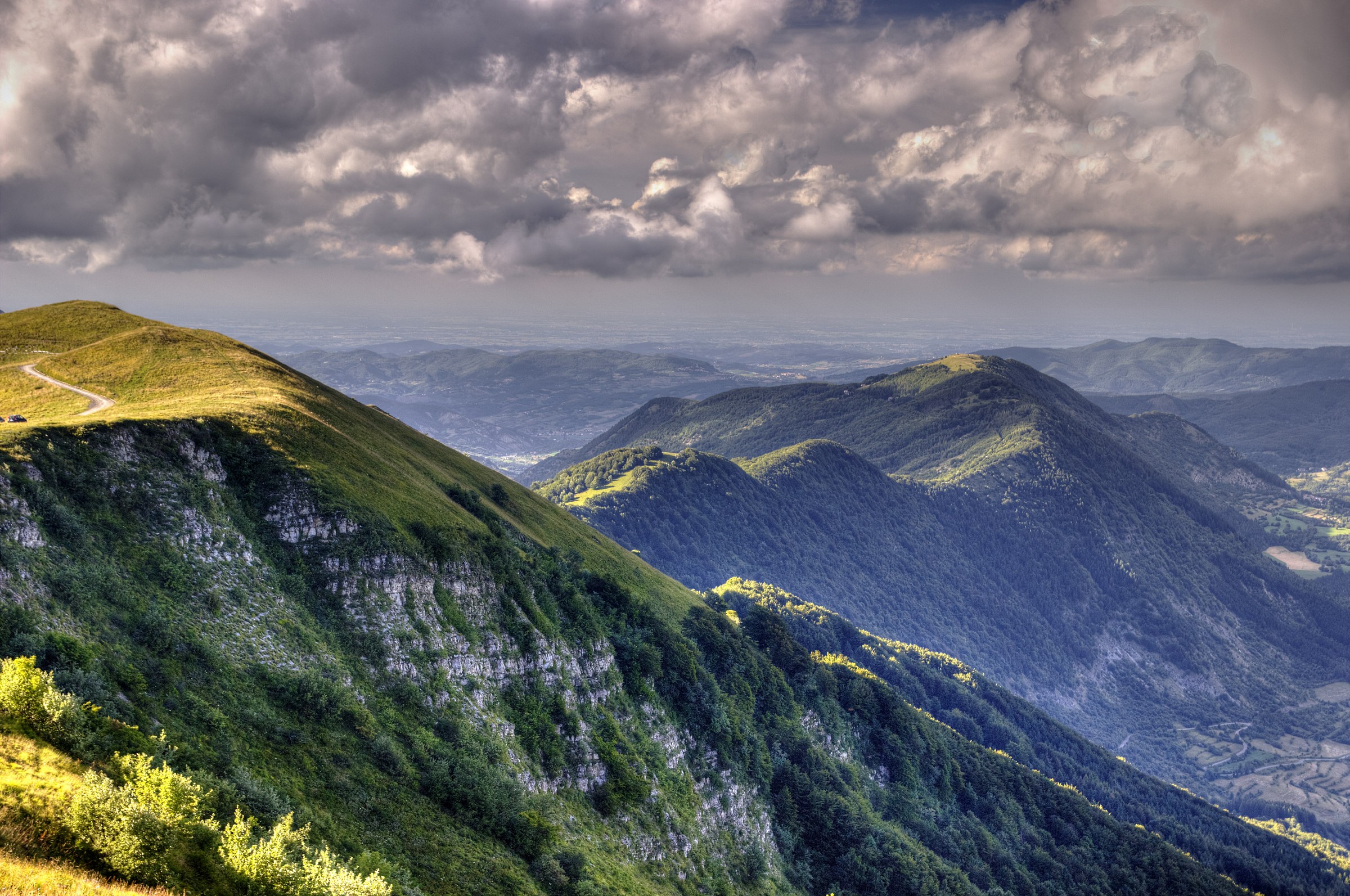 landscape at cloudy sunset on Mount Lesima