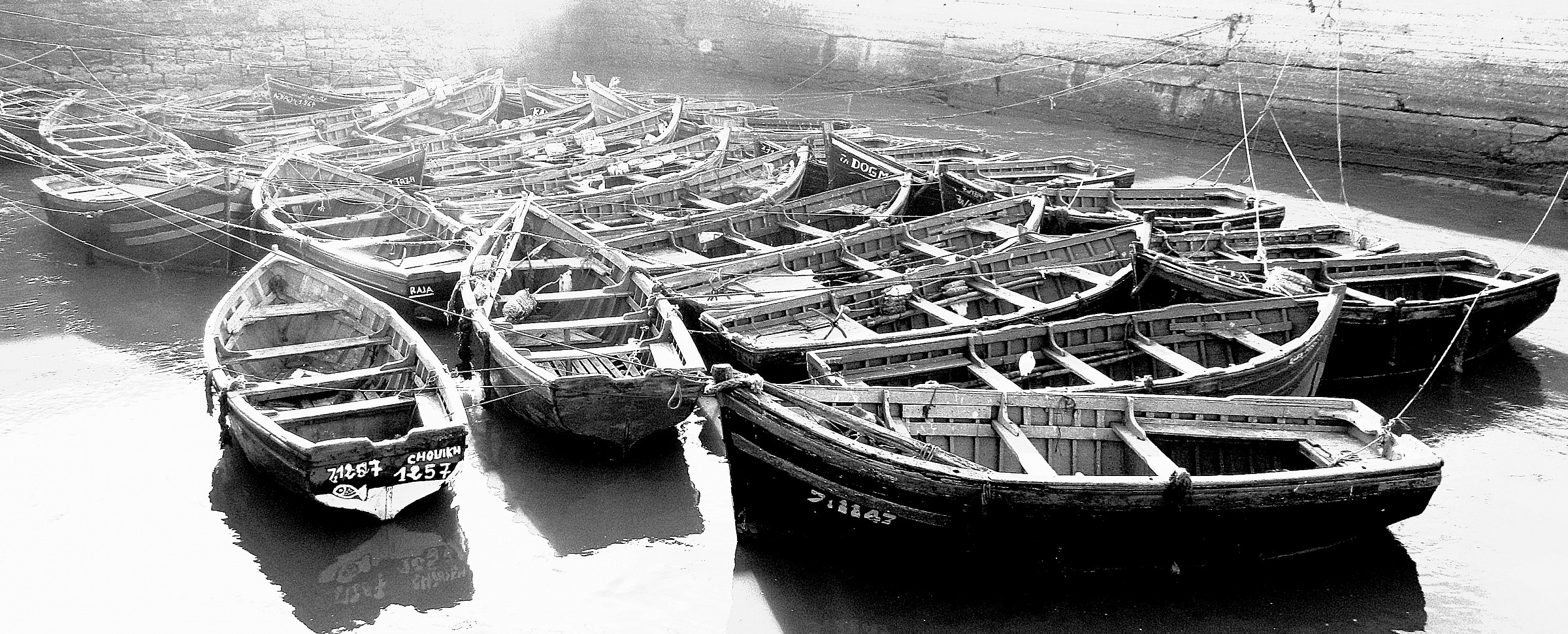 Boats in black and white