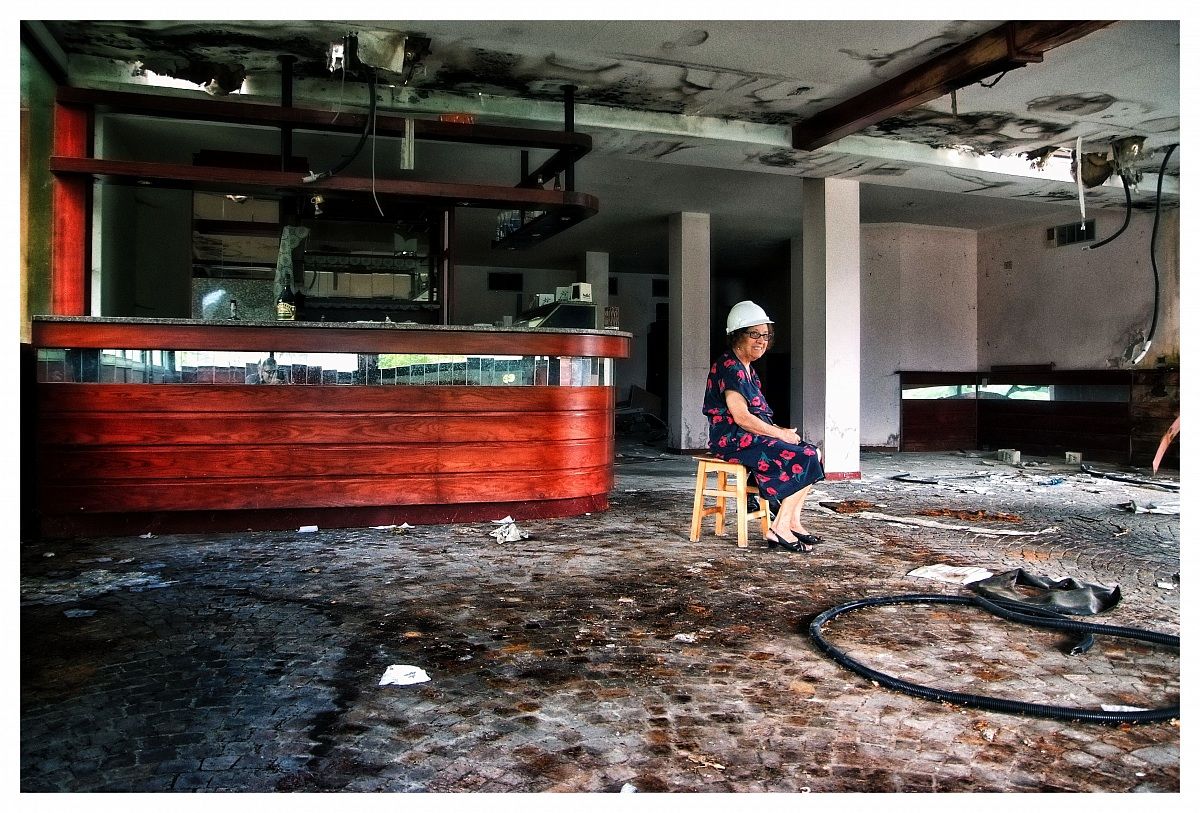 the model in abandoned place