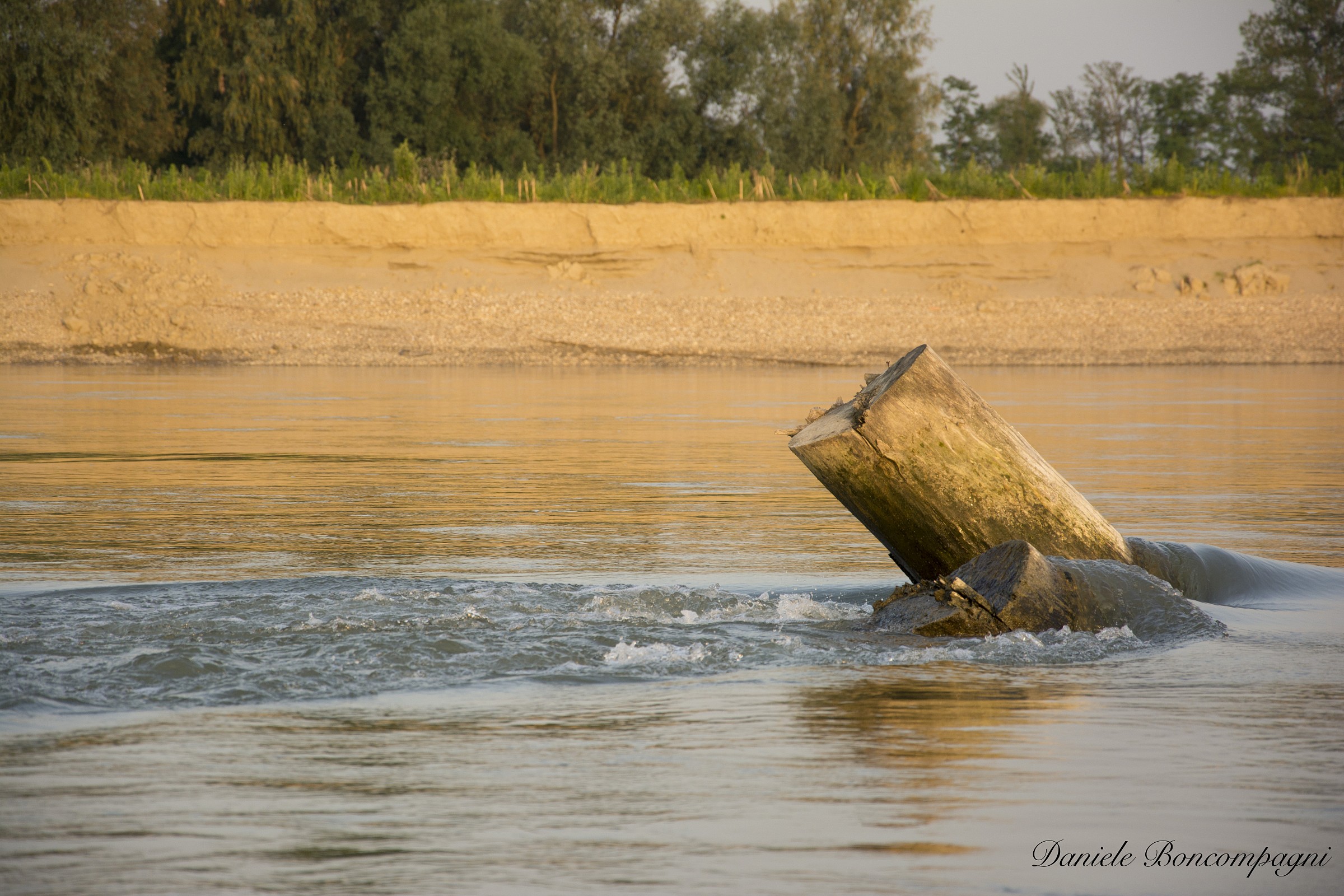 In the middle of the river