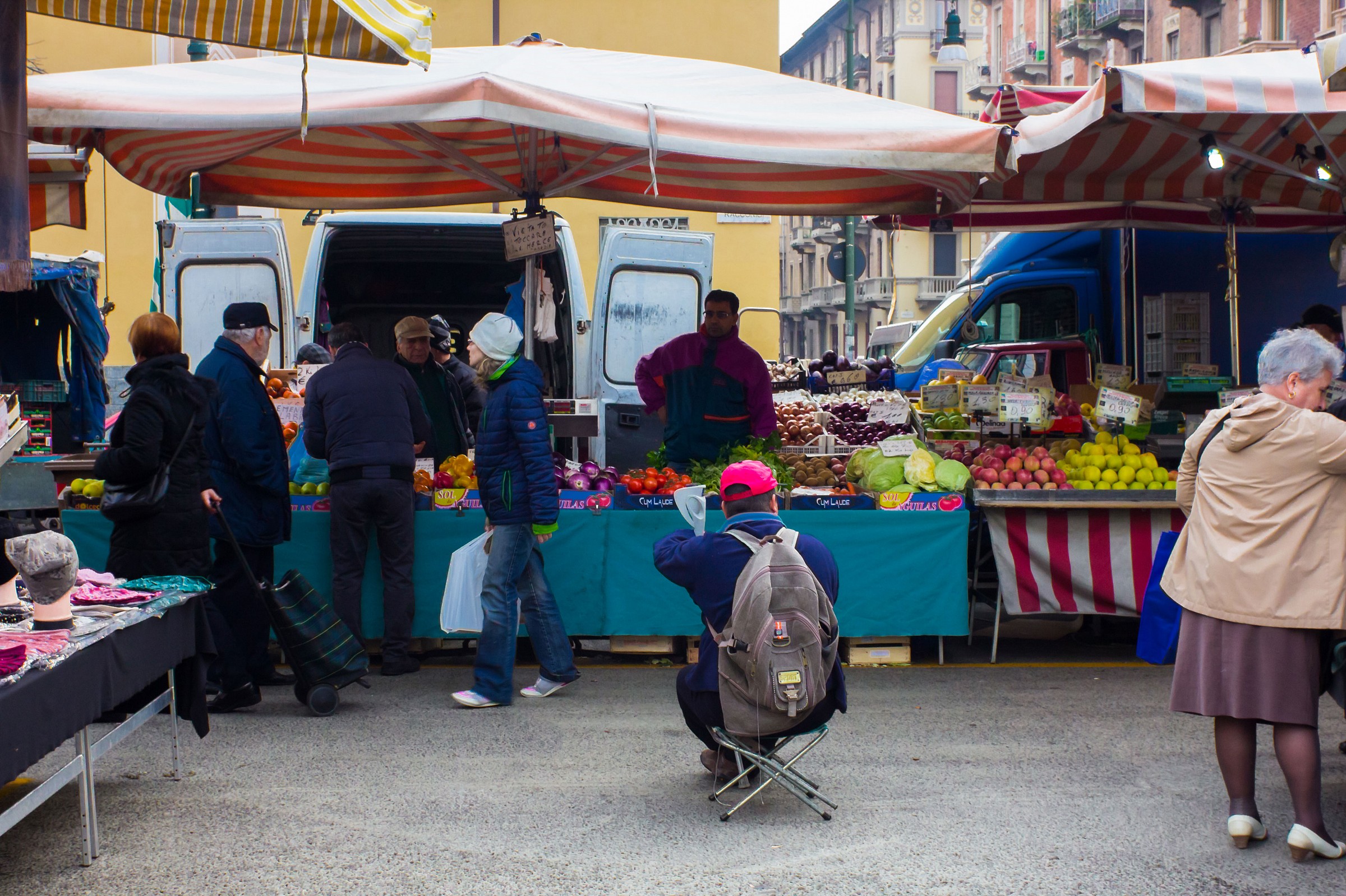 in the middle of the market