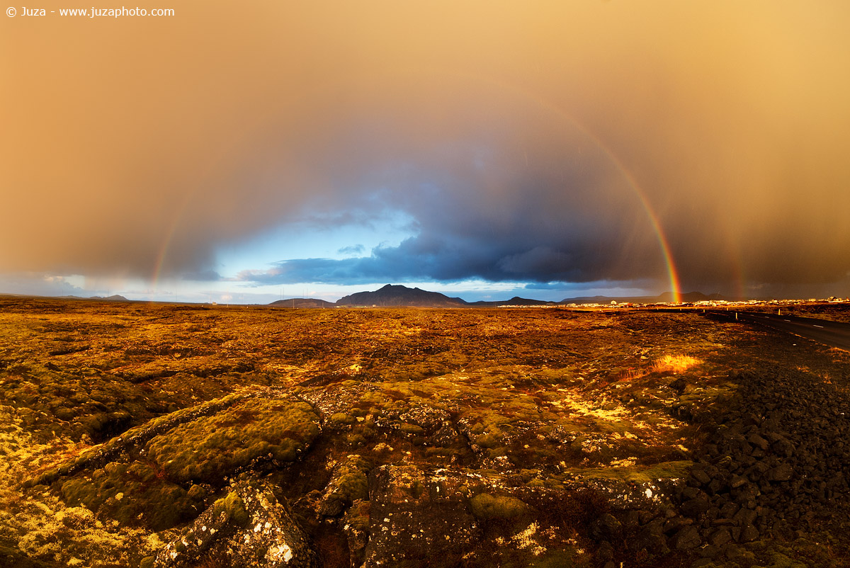 Rainbow and golden light