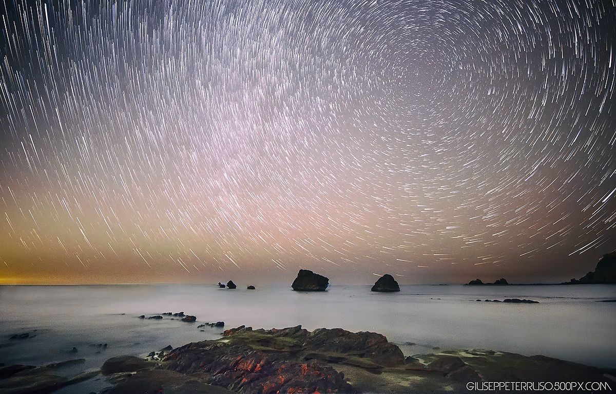 Startrail above cefalù