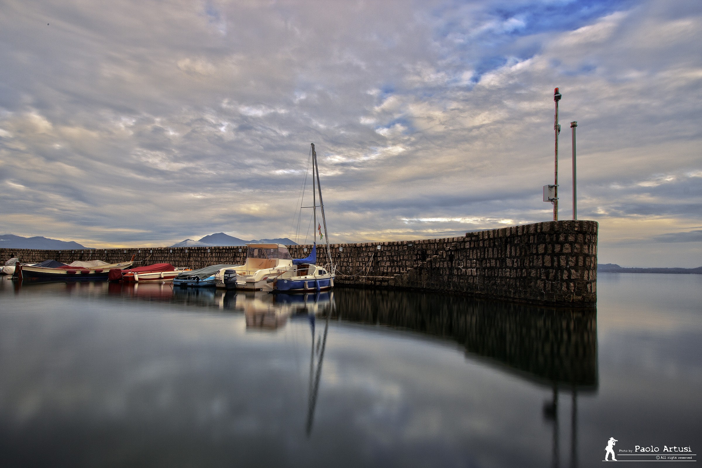 Reflected in the lake.