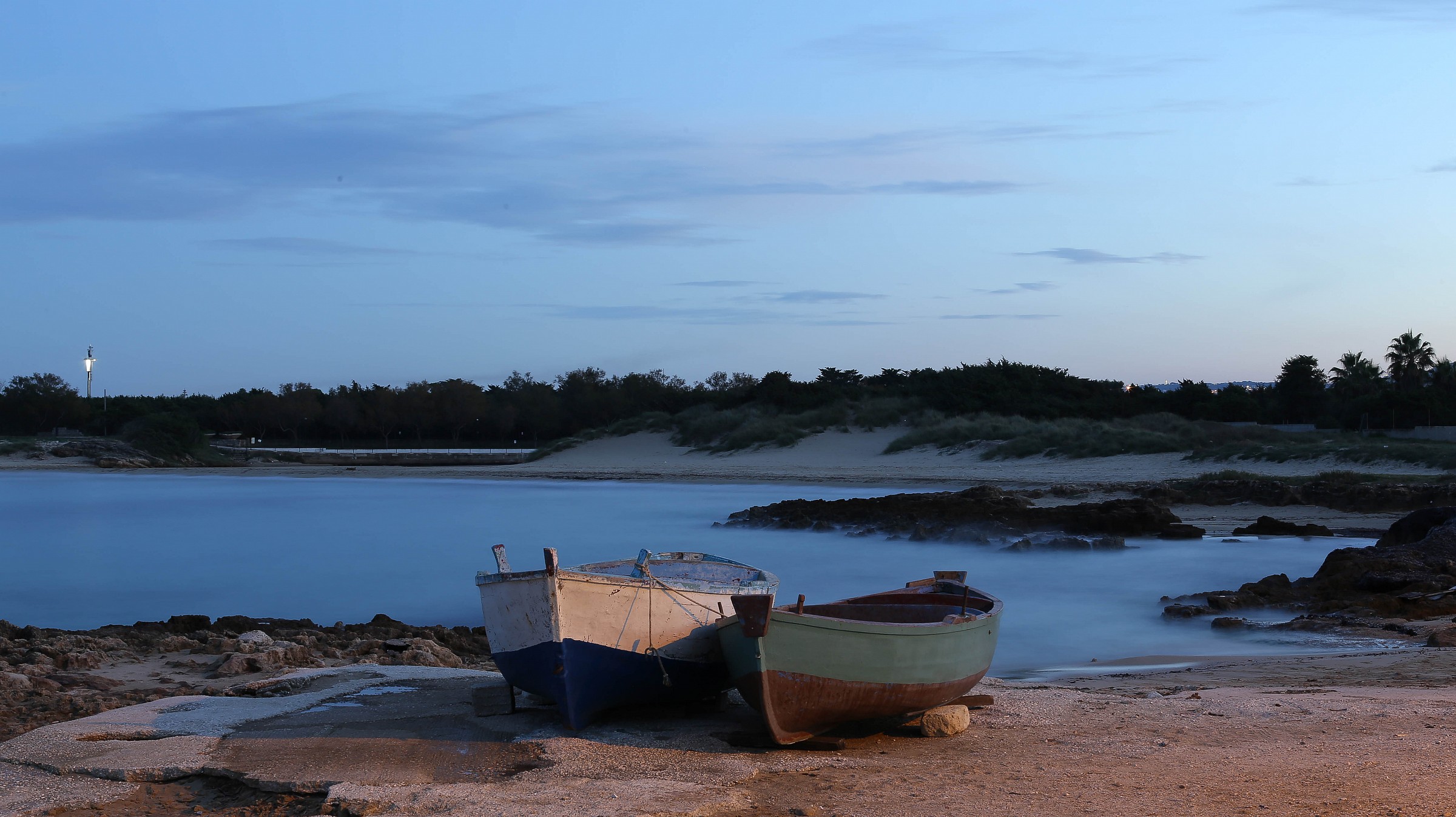 boats at sunset
