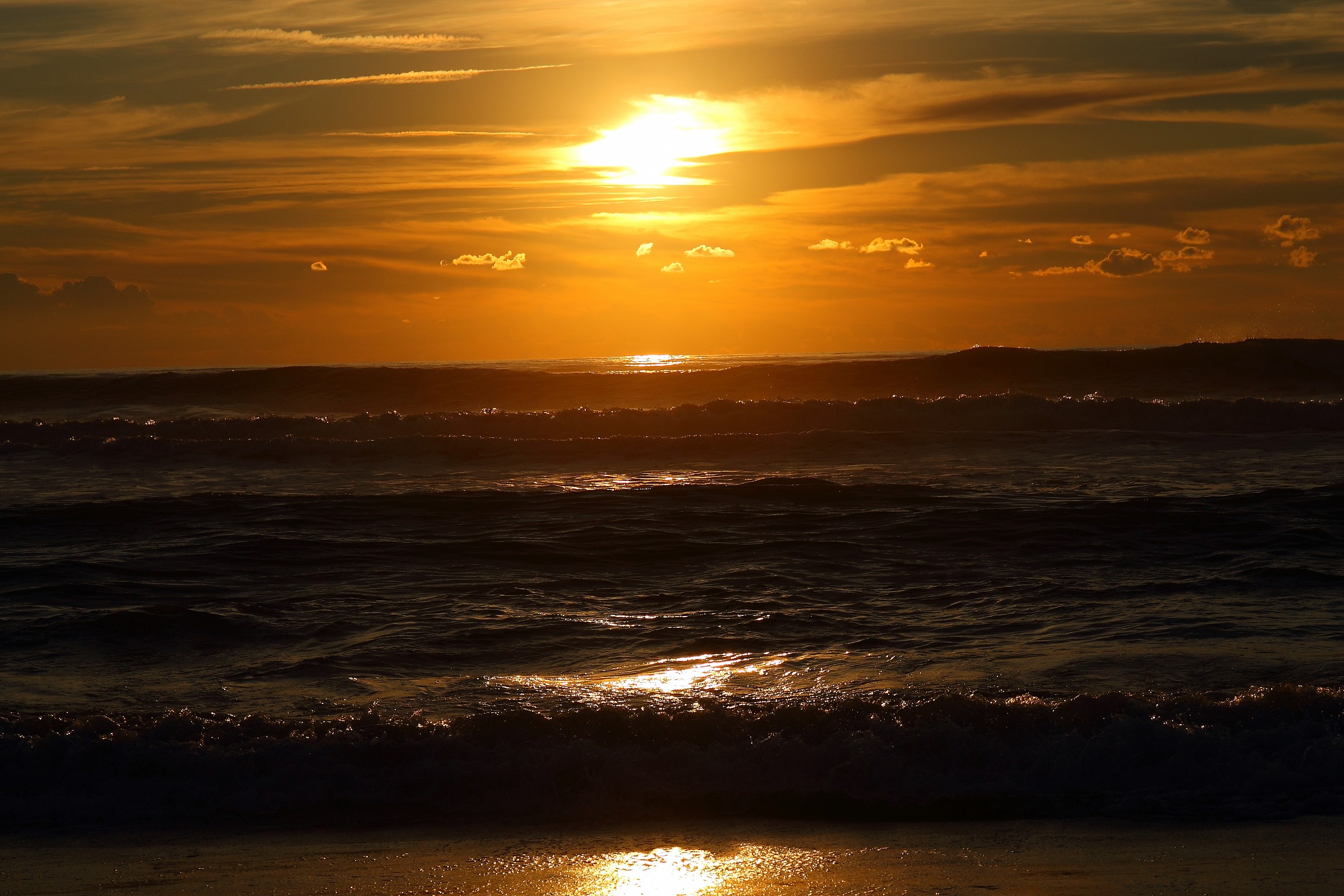 sunset at sea in winter