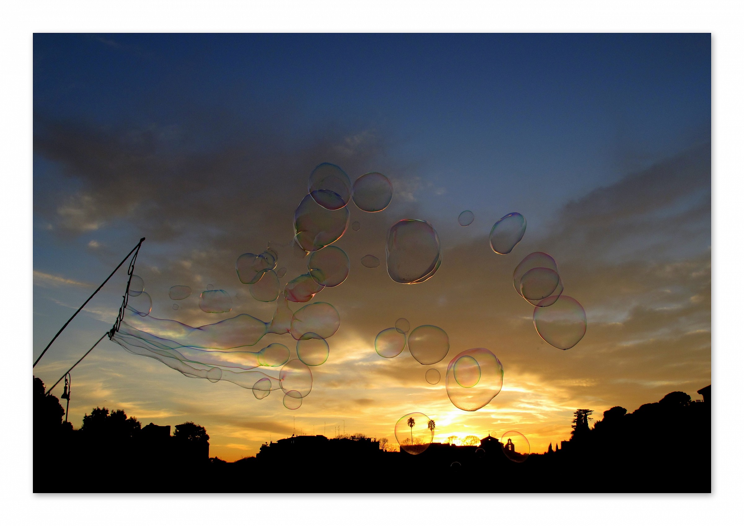 bubbles at sunset