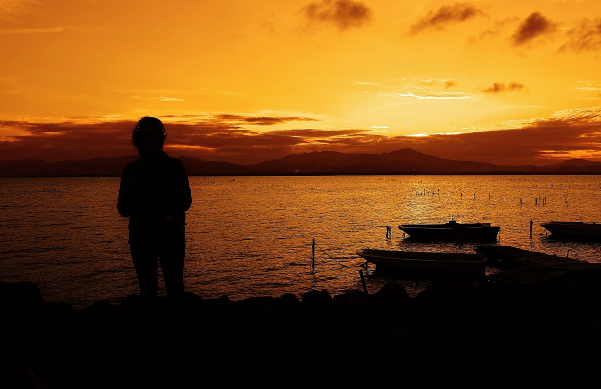 sunset on the pond of Santa Gilla-Elmas (ca)