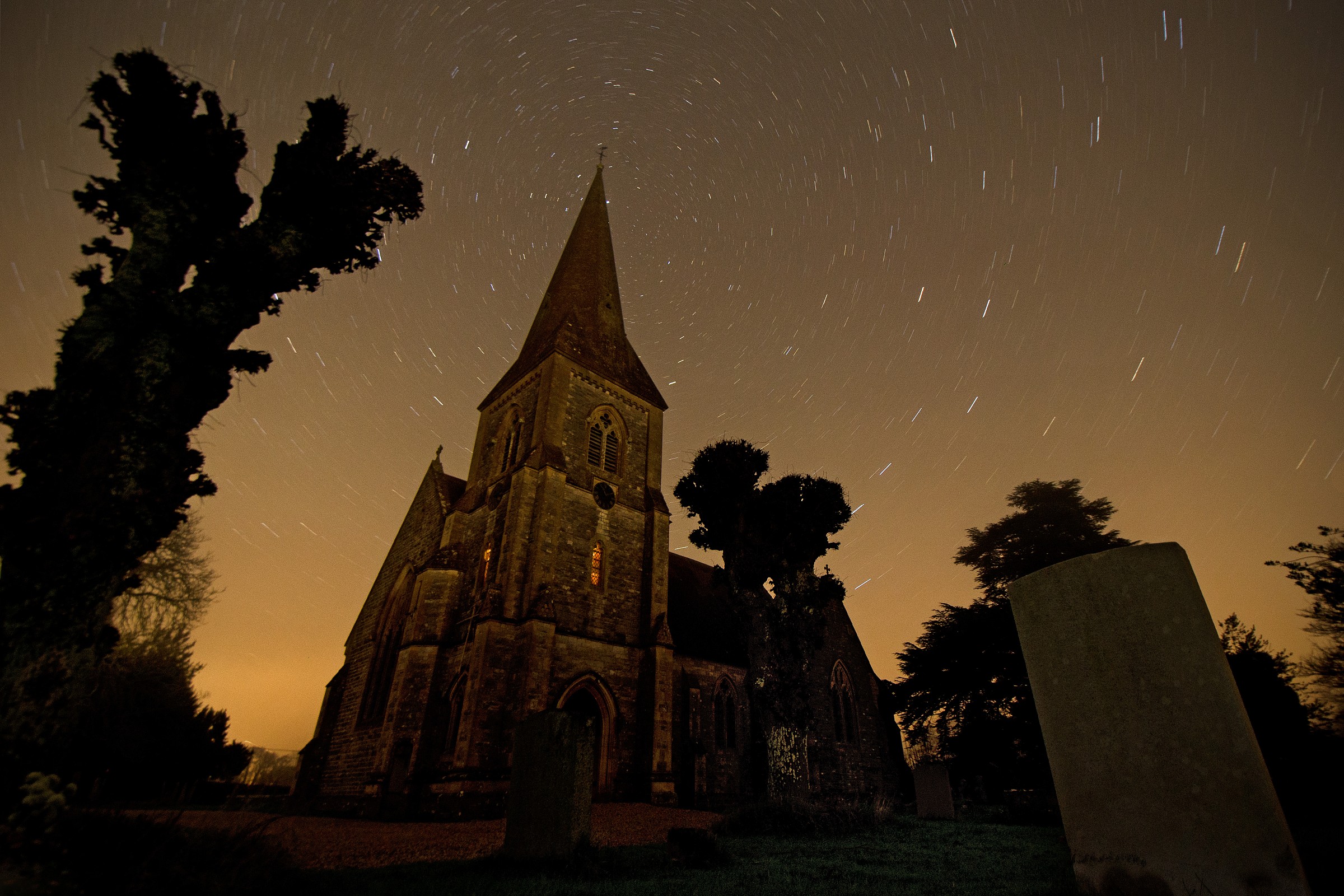 Lockerley Church star-trails