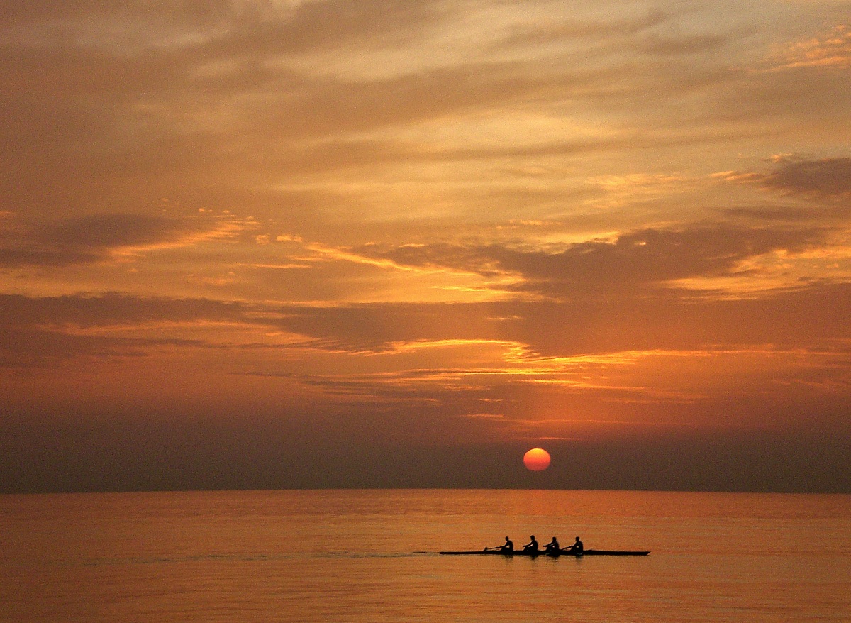 Sunset on the waterfront of Barcola Trieste