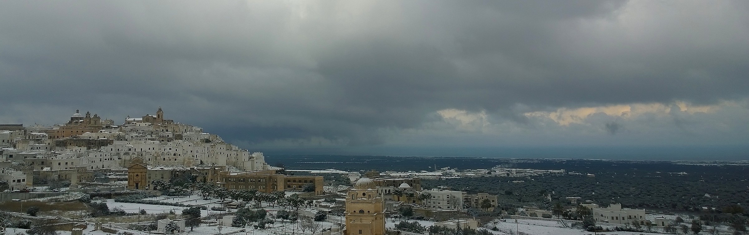 old town of Ostuni with its marina snowy