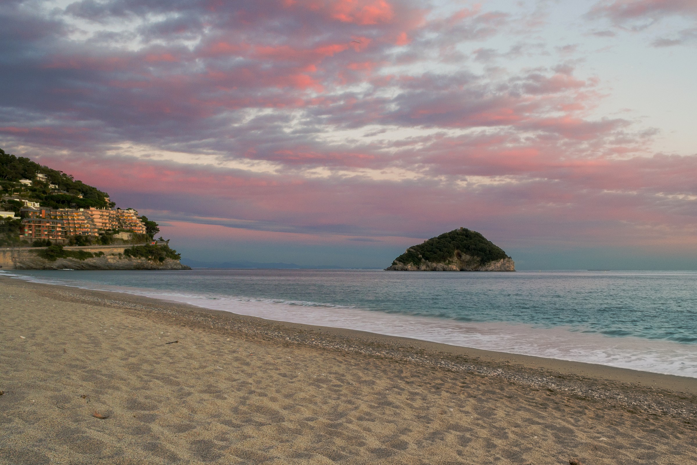 Bergeggi Island at sunset