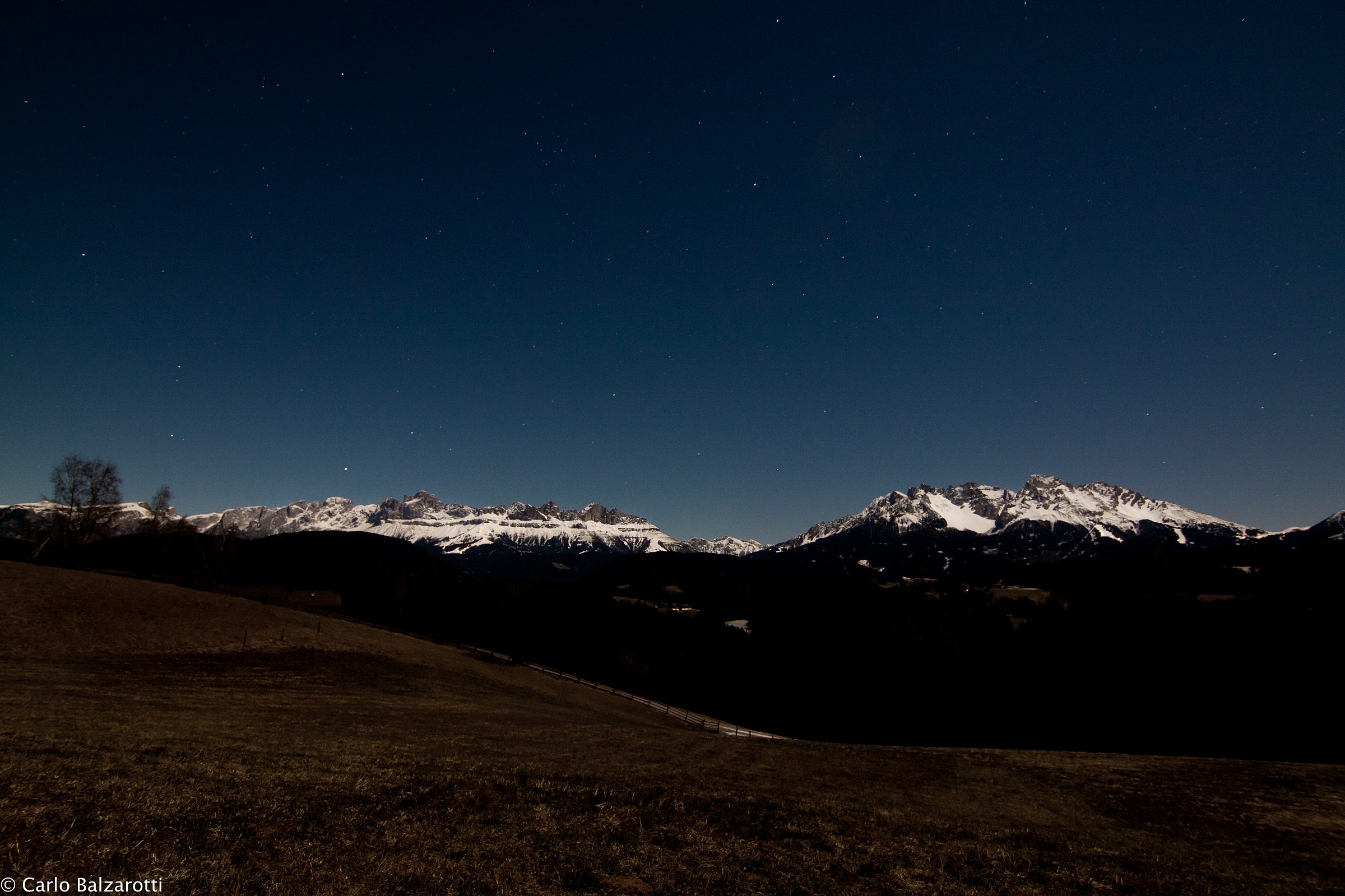 Rosengarten and Latemar under the full moon