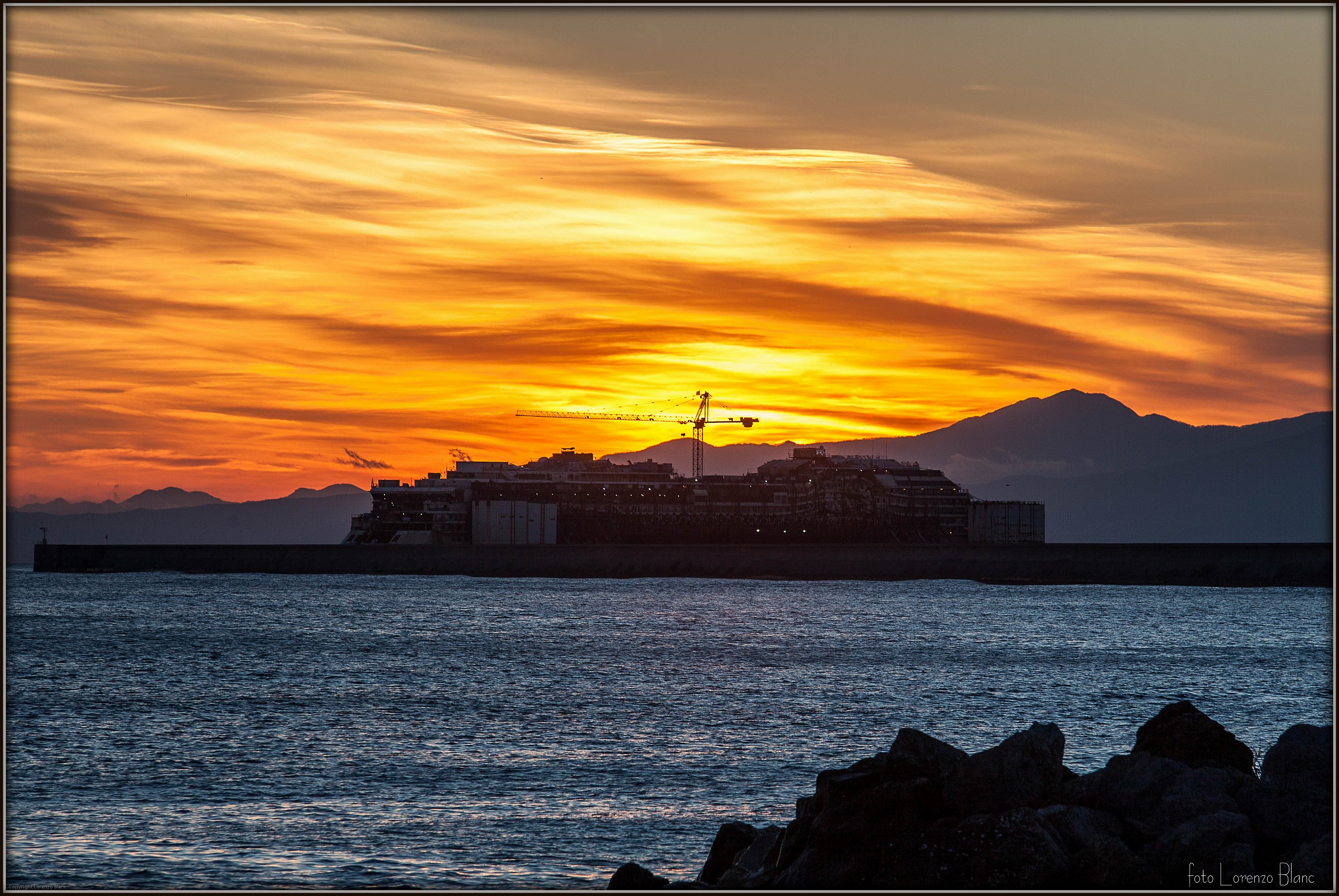 The "sunset" of the Costa Concordia