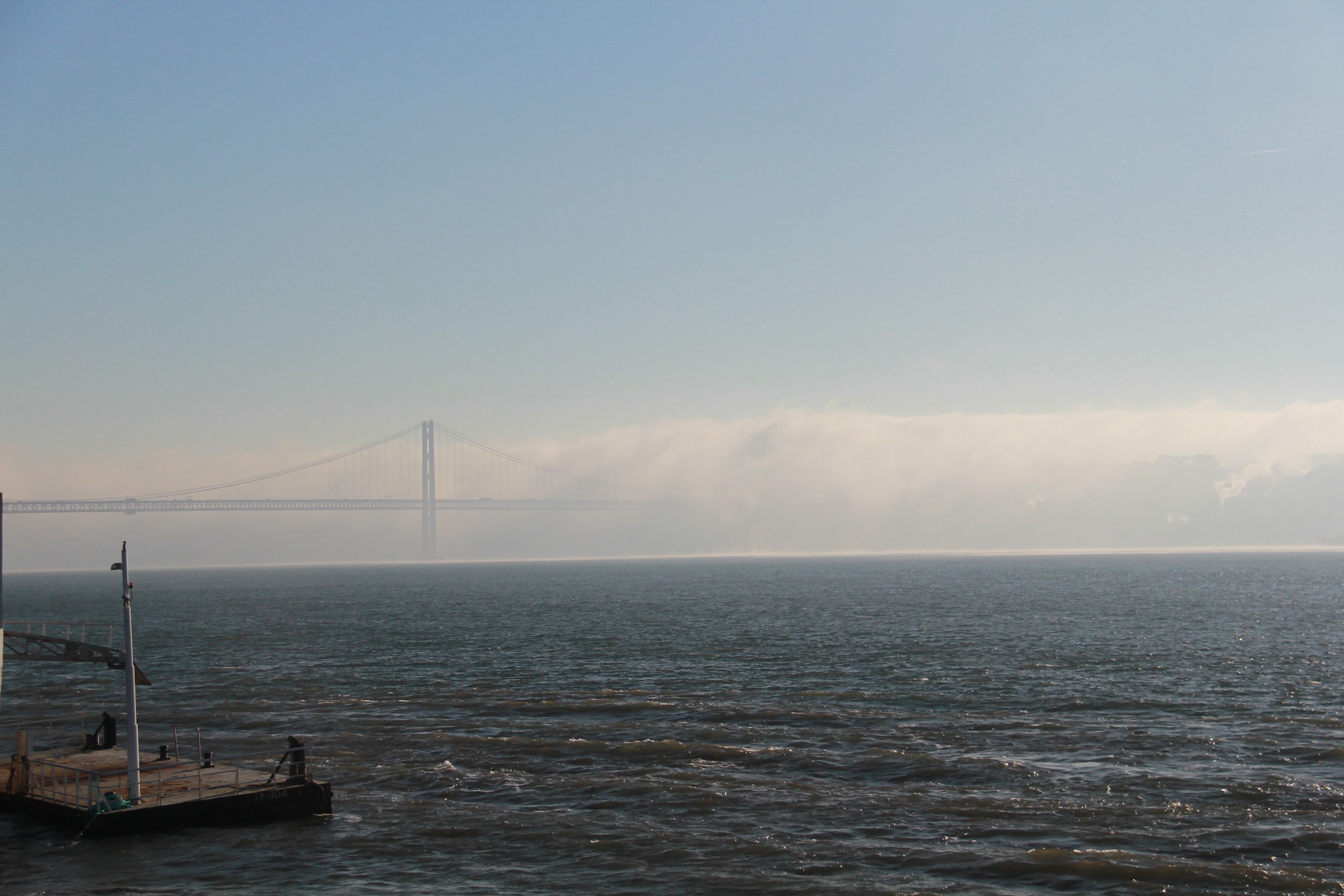 christ the king suspended in the fog