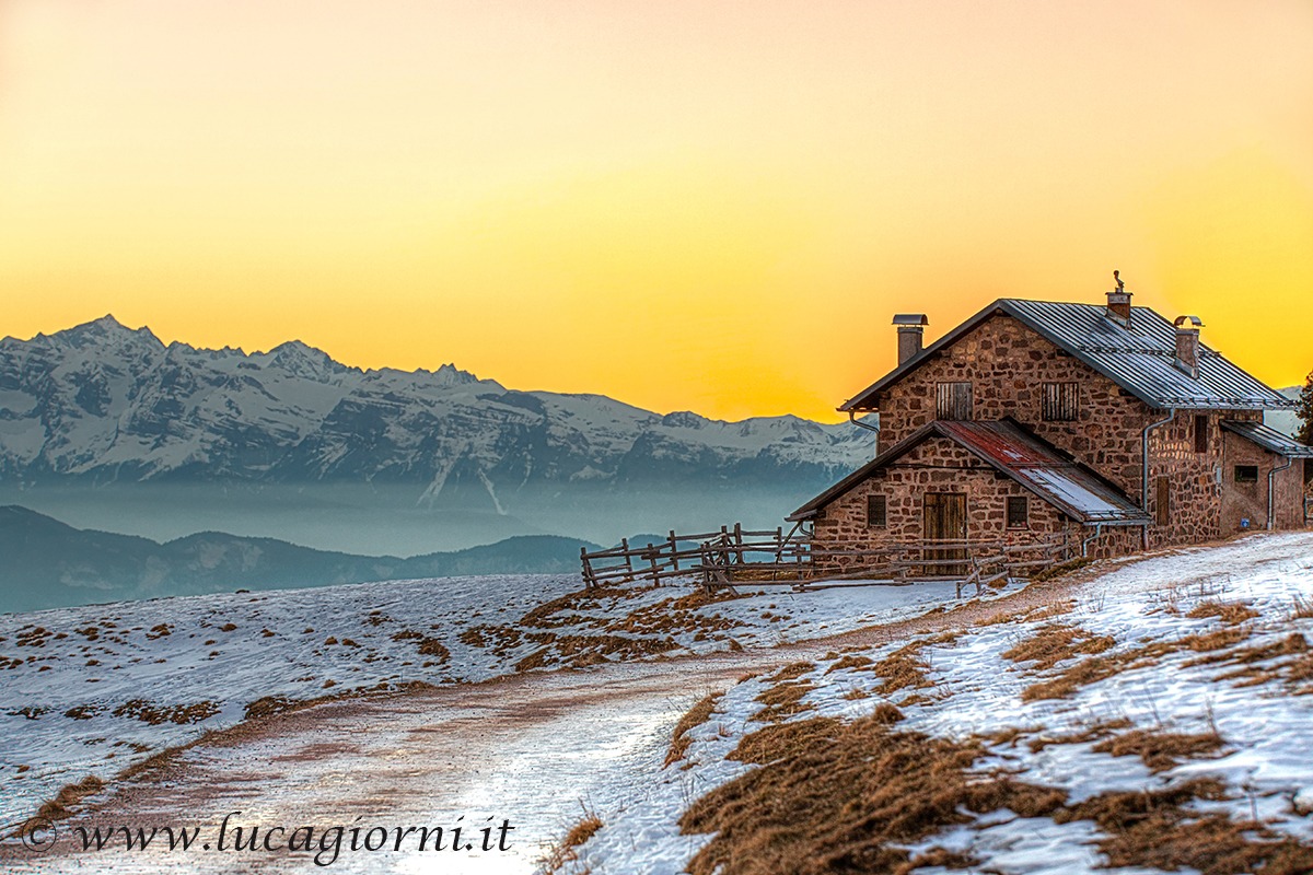 Hut at sunset