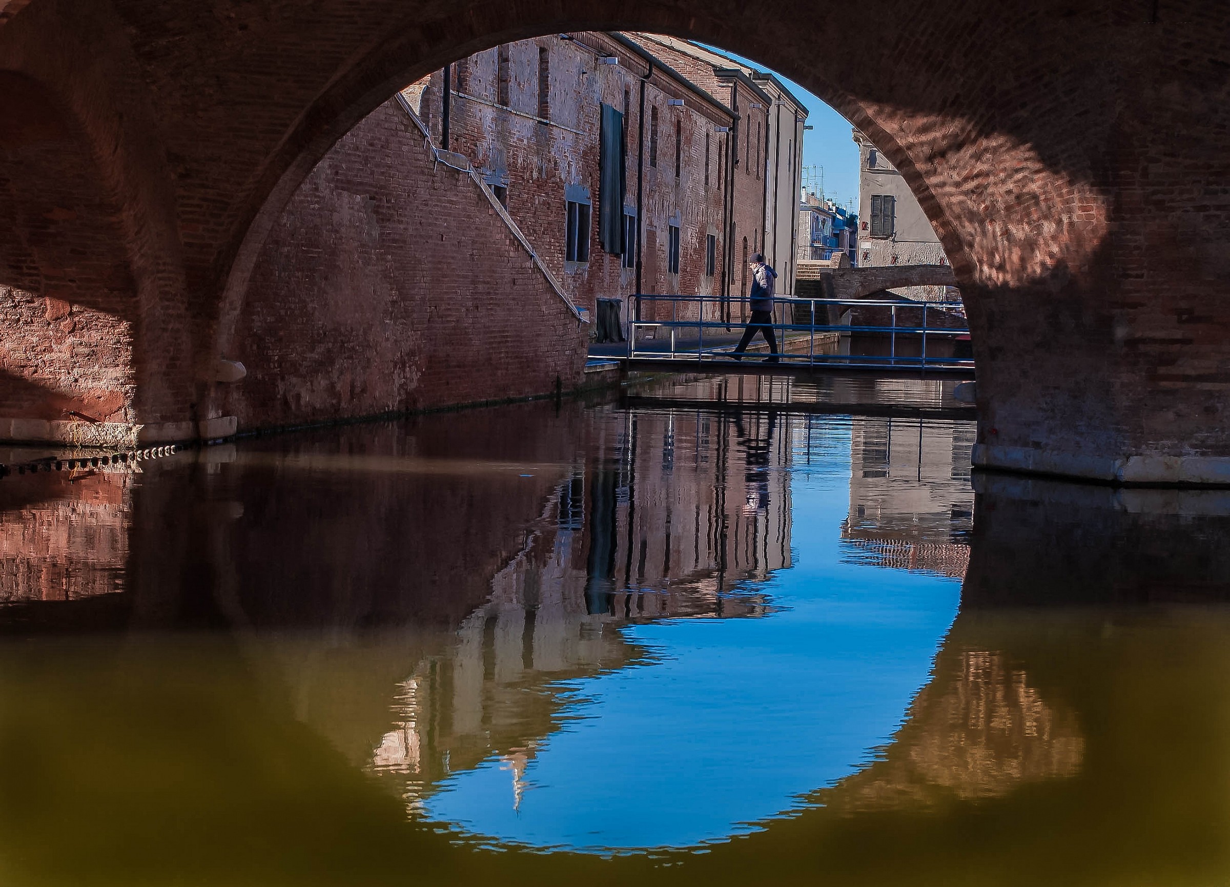 The reflection in the circle ...