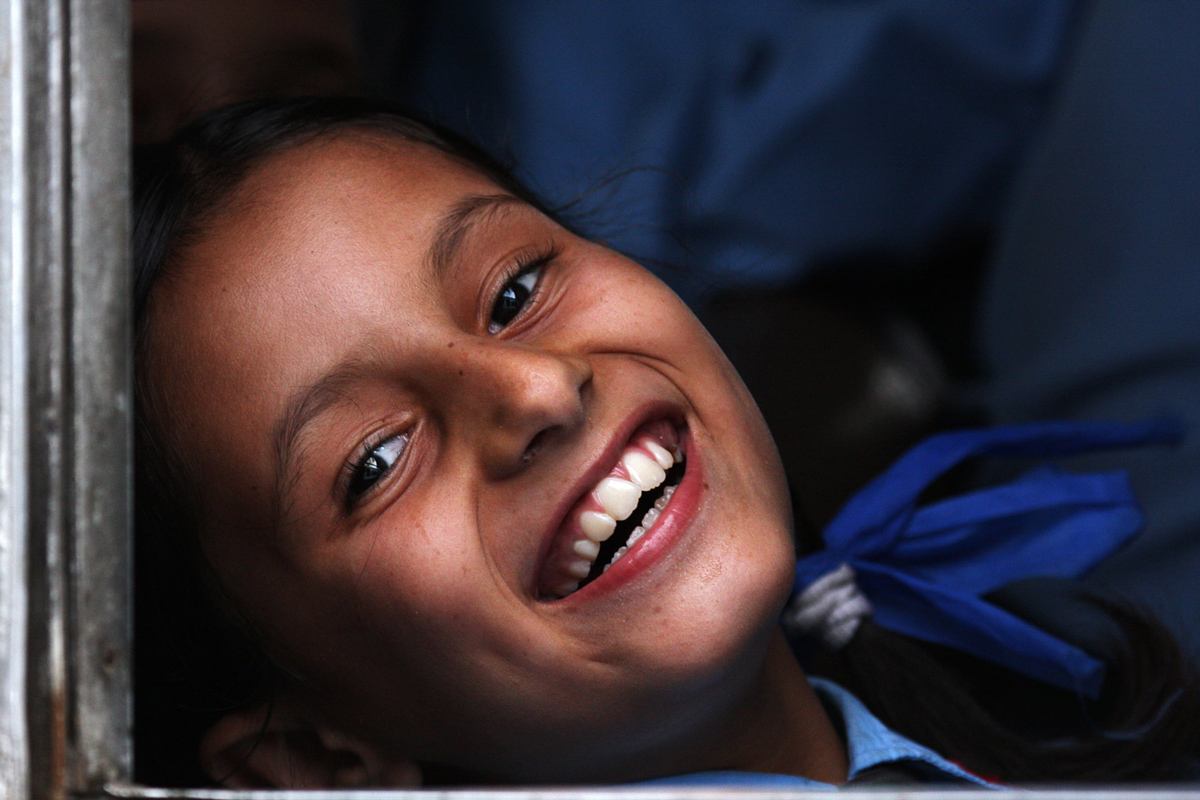 In the school bus --- Kathmandu 2009